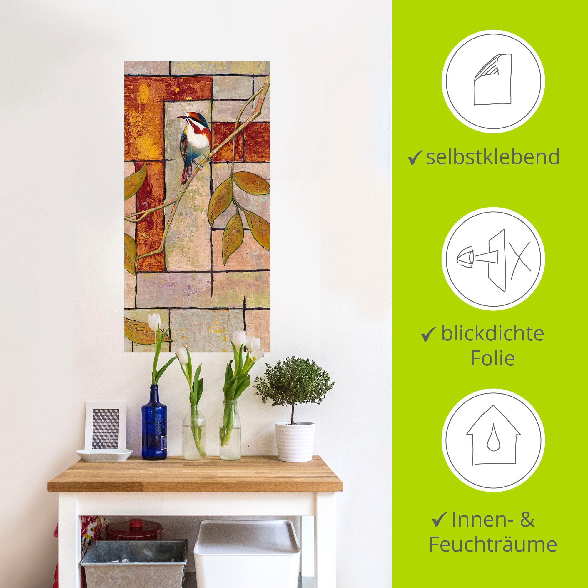Artland Wandbild »Vogel auf einem Ast II«, Vögel, (1 St.), als Alubild, Outdoorbild, Leinwandbild, Wandaufkleber, versch. Größen
