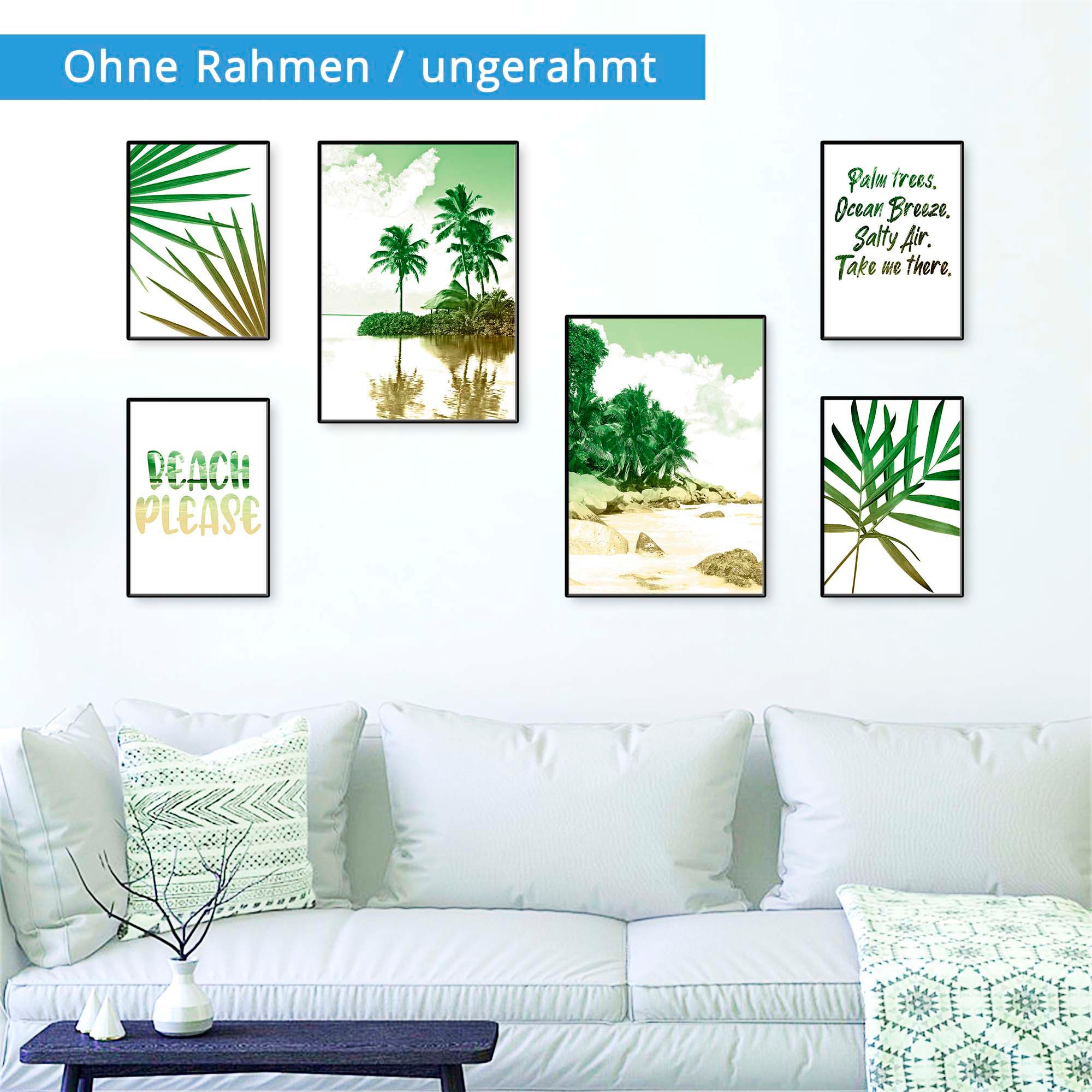 Artland Poster »Palmen, Strand & Meer«, Bäume, (6 St.), Poster, Wandbild,  Bild, Wandposter bei OTTO