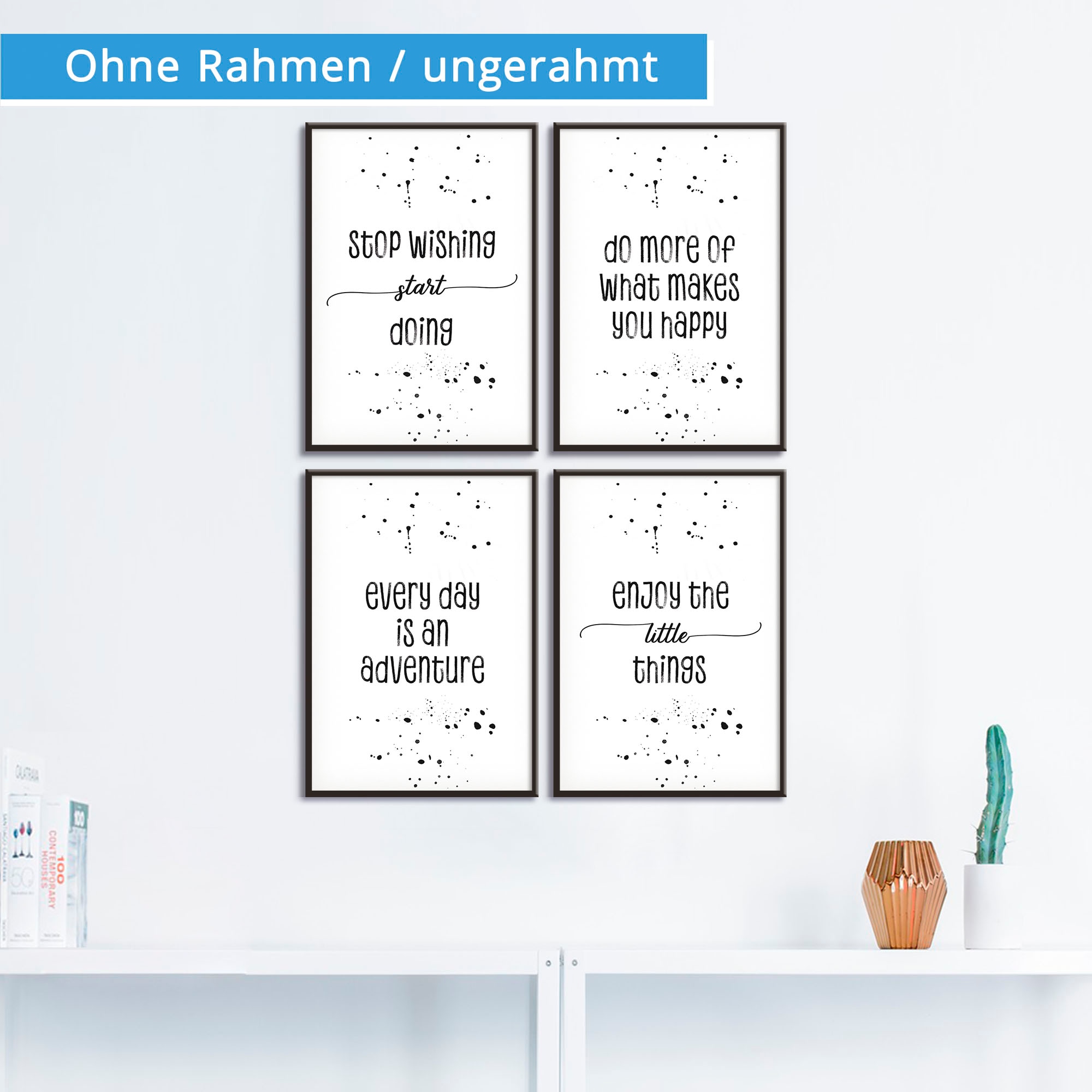 Artland Poster »4 Lebensweisheiten«, Sprüche & Texte, (4 St.), Poster, Wandbild, Bild, Wandposter
