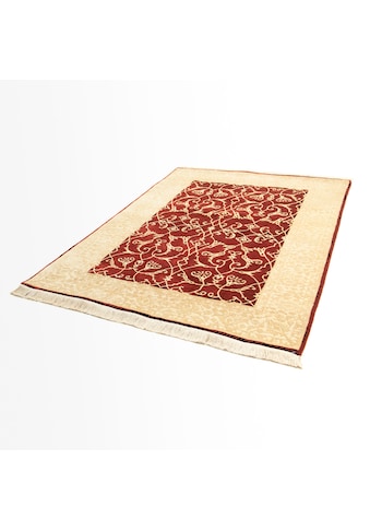 Wollteppich »Designer Teppich handgeknüpft rot«, rechteckig
