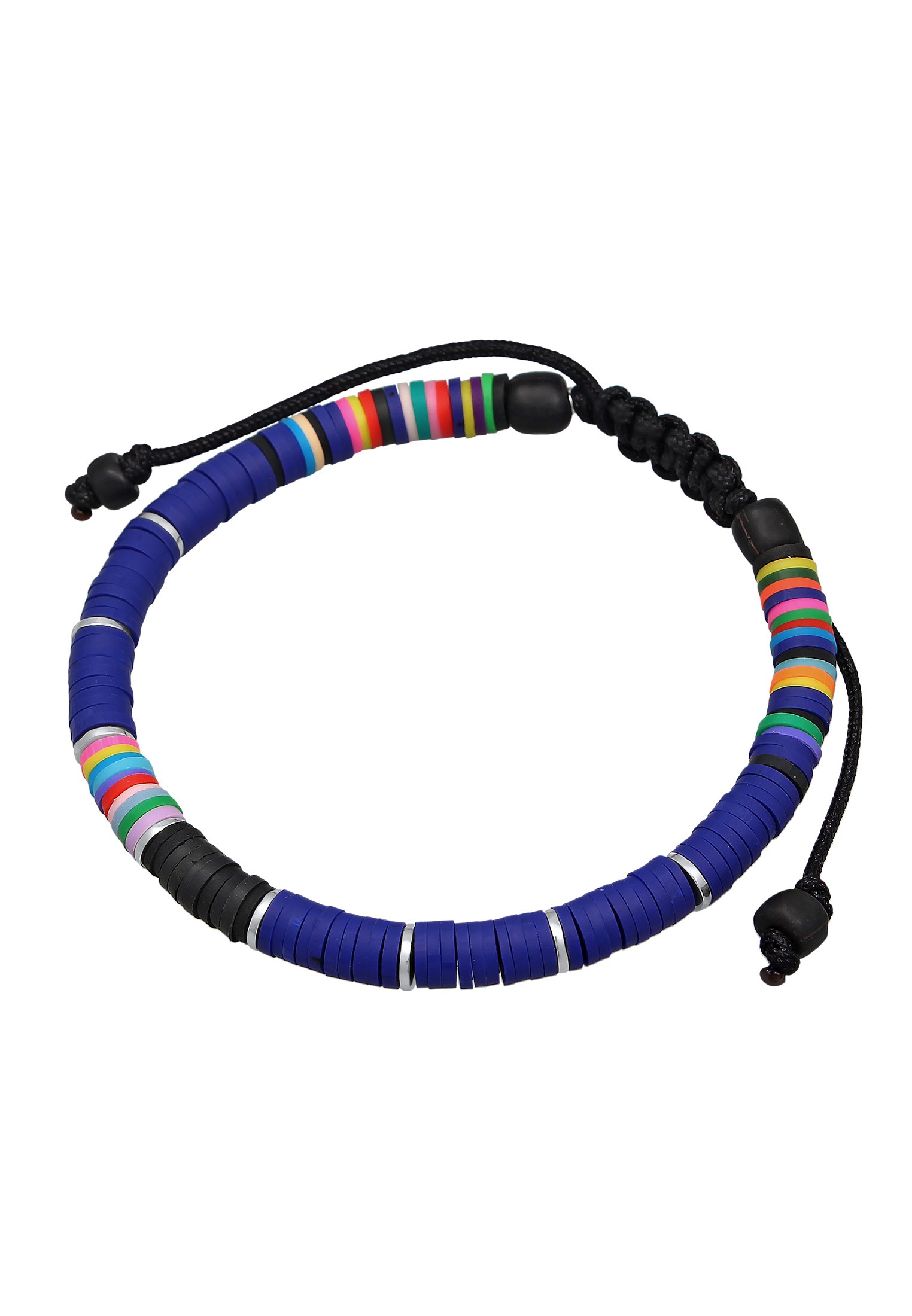 Kuzzoi Armkette »Armband Herren Heishi Glas Beads Textilband 925 Silber«