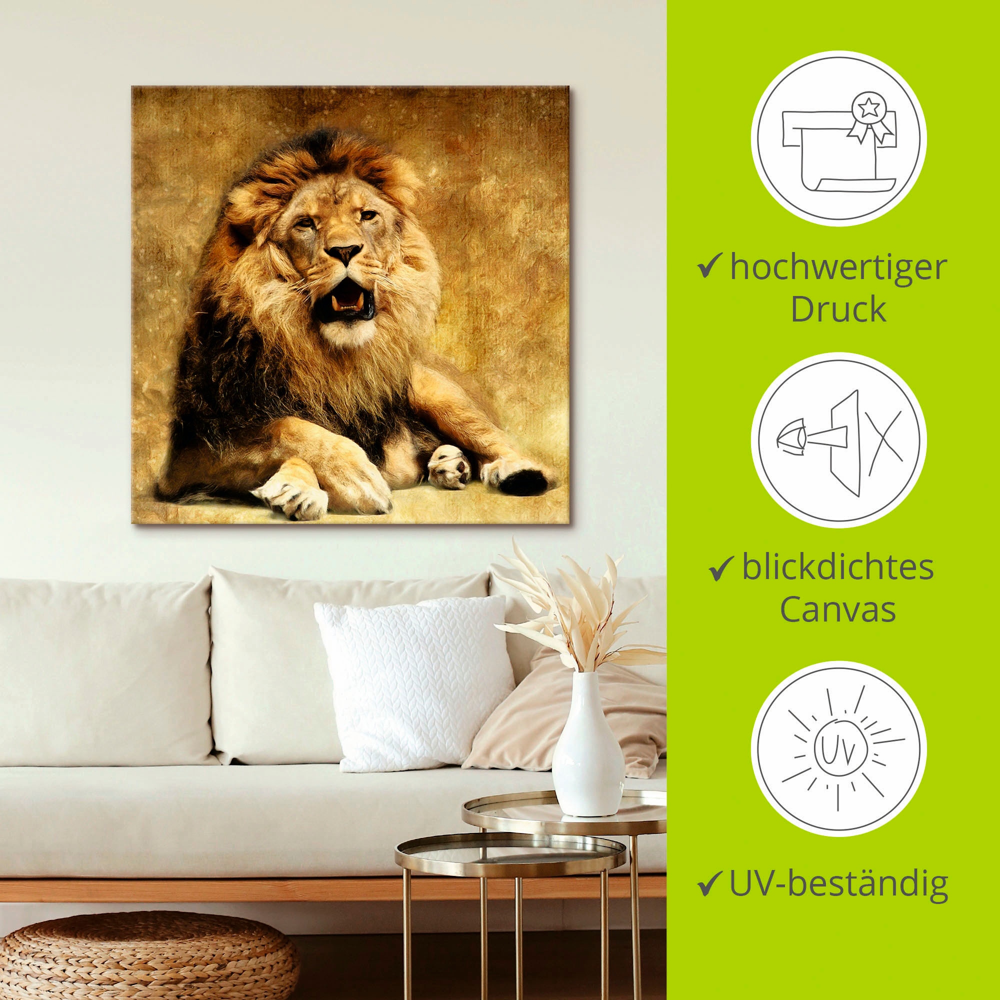 Artland Wandbild »Der König - Löwe«, Wildtiere, (1 St.), als Leinwandbild, Poster in verschied. Größen