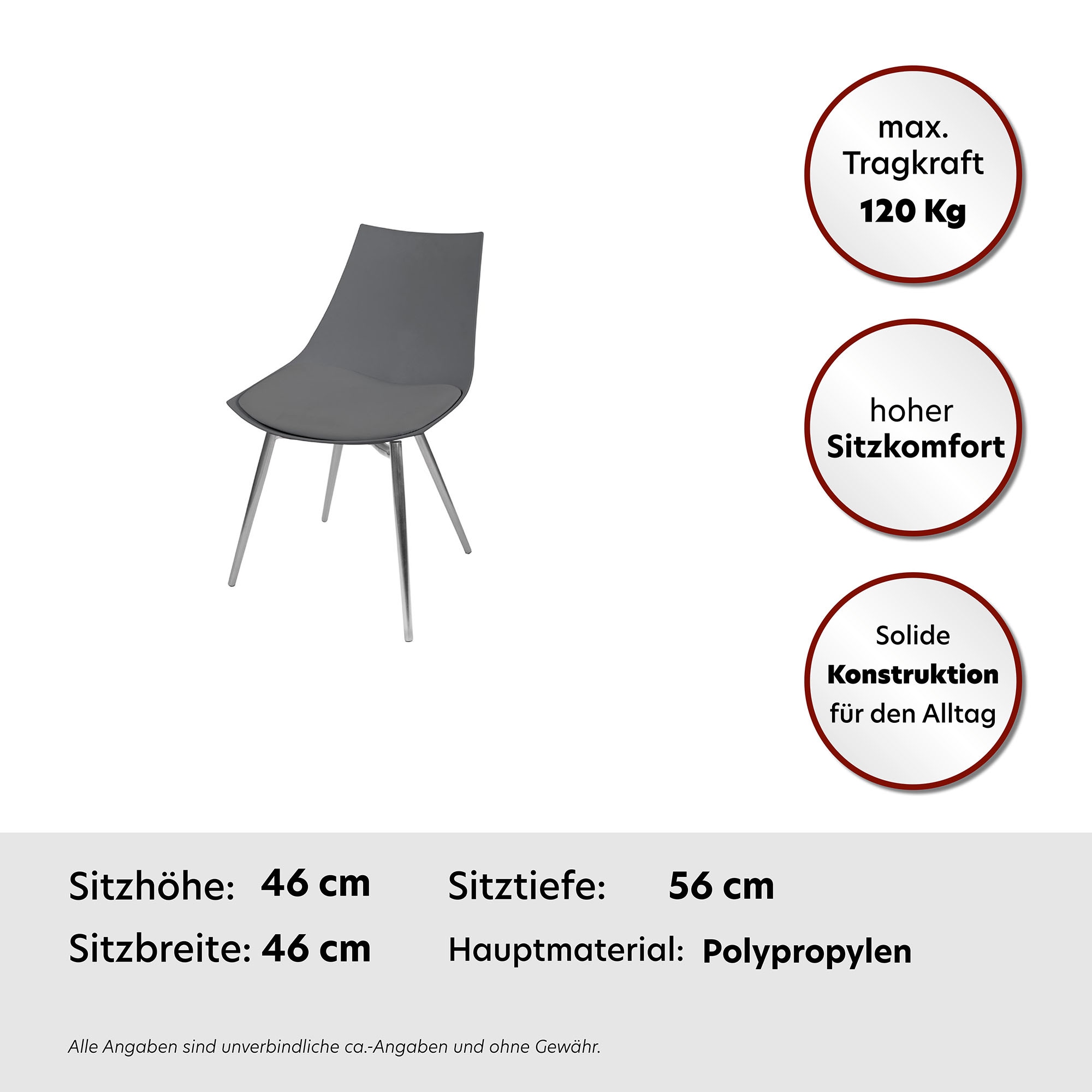 Kayoom Stuhl »Dakota 110 4er-Set, Kunstleder-Bezug, Sitzfläche aus Schaumstoff« (Set) 4 Stk.ergonomisch, komfortabel, pflegeleicht, Kunstleder-Bezug