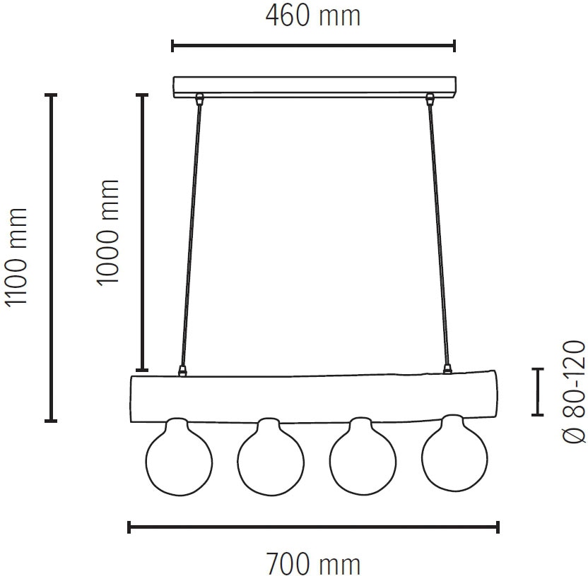 SPOT Light Pendelleuchte bestellen aus Holzbalken grau OTTO im Online gebeizt Kiefernholz, SIMPLE«, Shop Hängeleuchte, massivem 4 flammig-flammig, »TRABO Holz