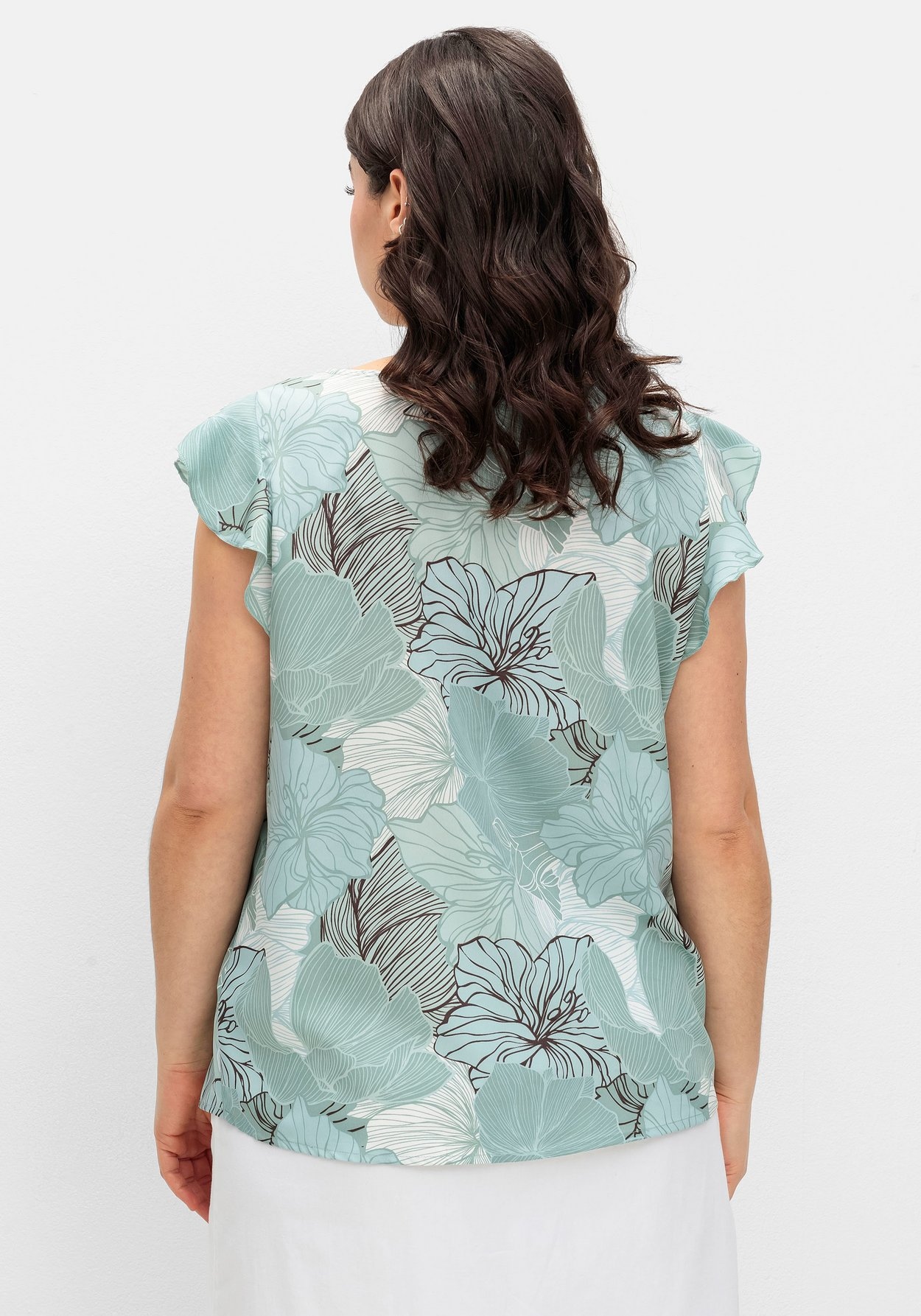 Sheego Longtop »Blusentop mit floralem Print und Volants«