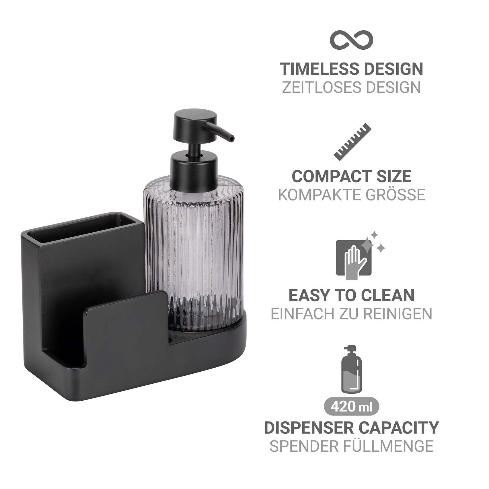 WENKO Küchenorganizer-Set »Modell Pina« robustes Design, heraunehmbarer Glasspender