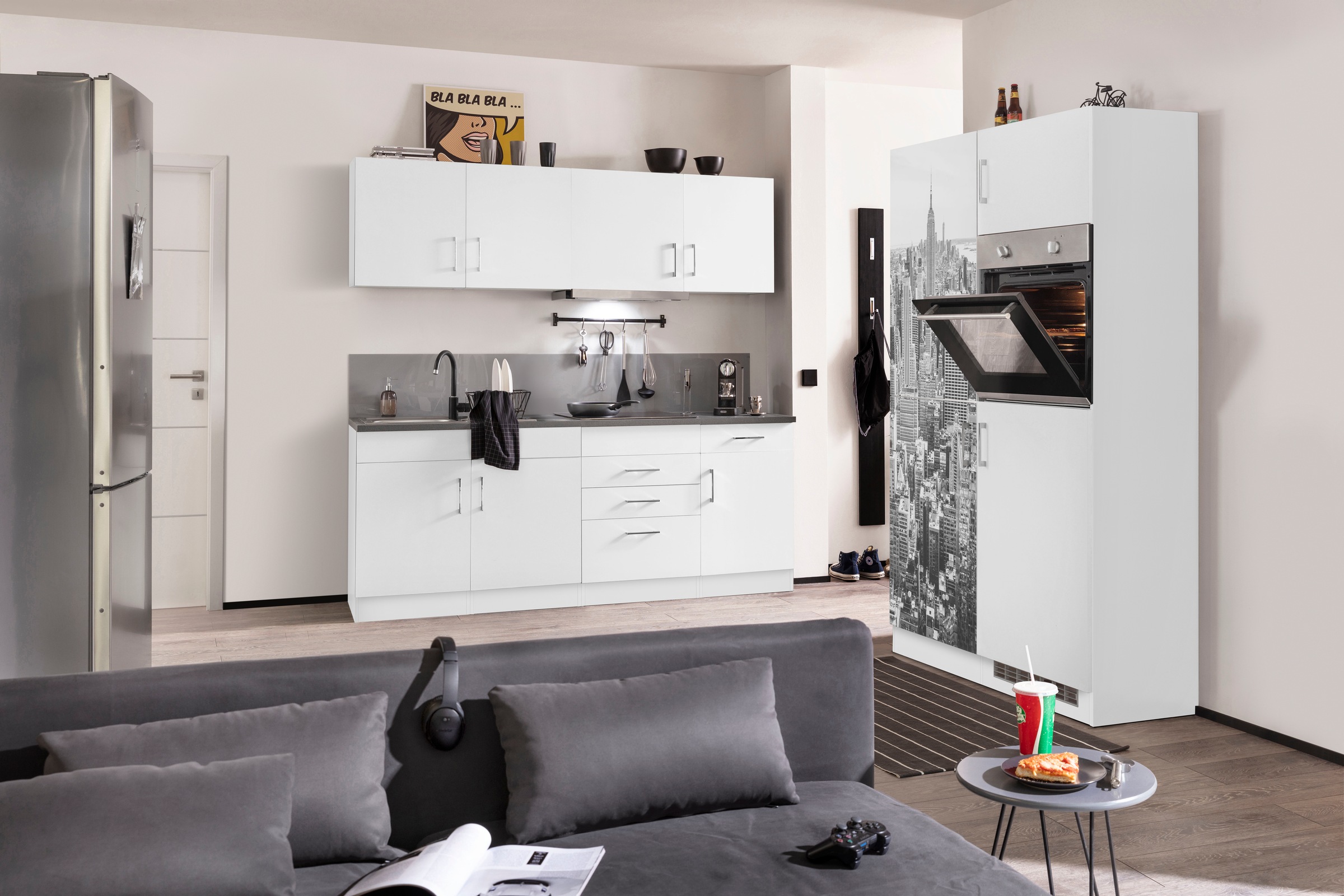 KOCHSTATION Küchenzeile »KS-Paris«, mit E-Geräten, Breite 330 cm, wahlweise mit Induktionskochfeld