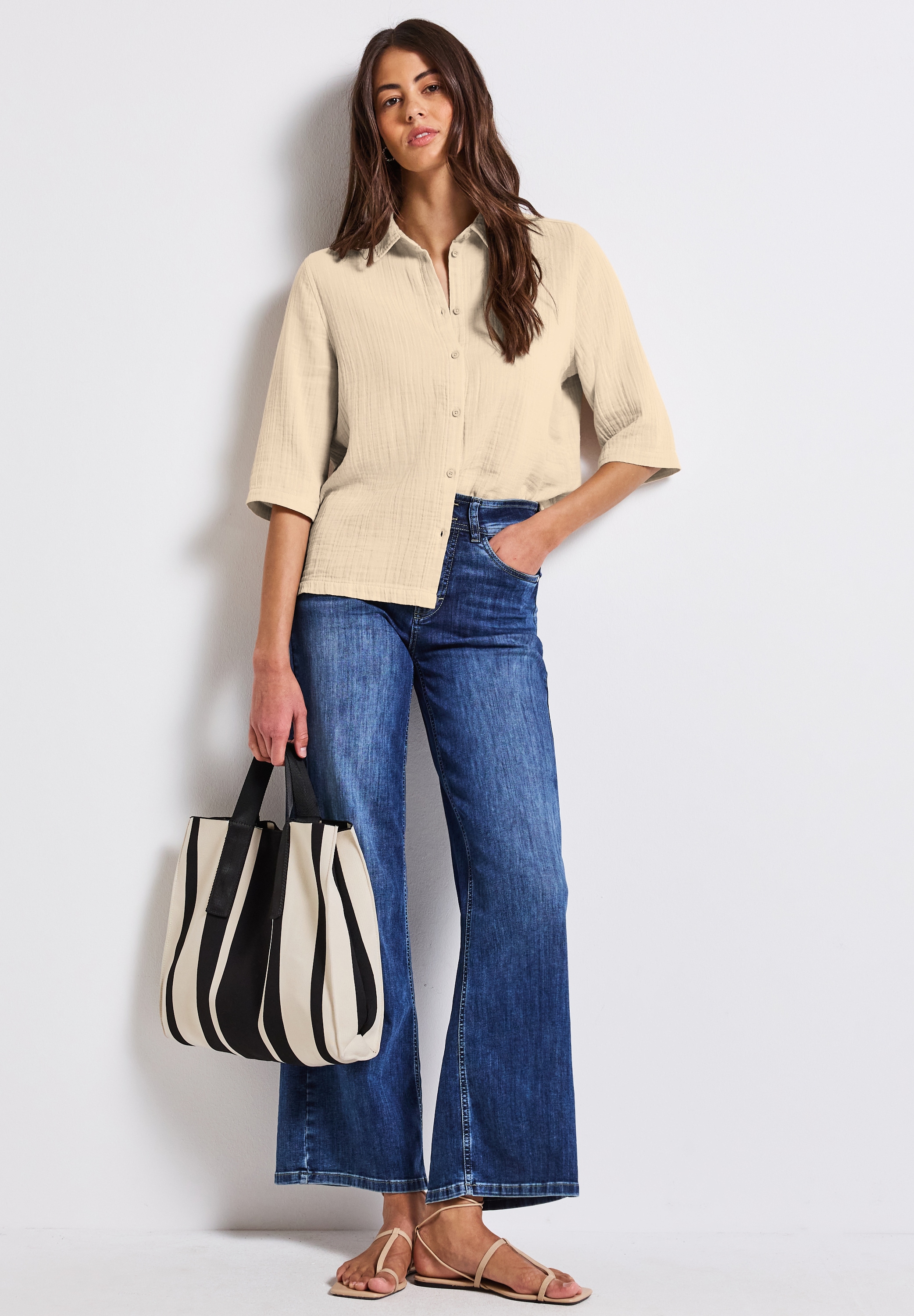 STREET ONE Hemdbluse, im Musselin-Look
