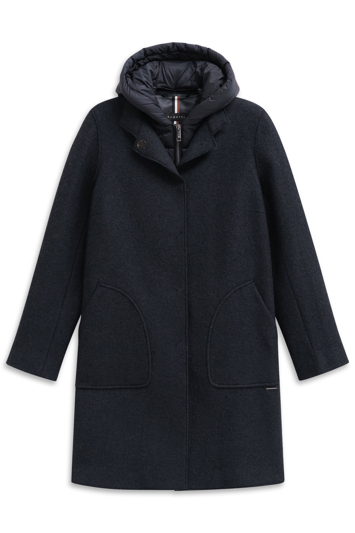 bugatti Wollmantel »Modern Fit« mit Kapuze & herausnehmbarer Weste