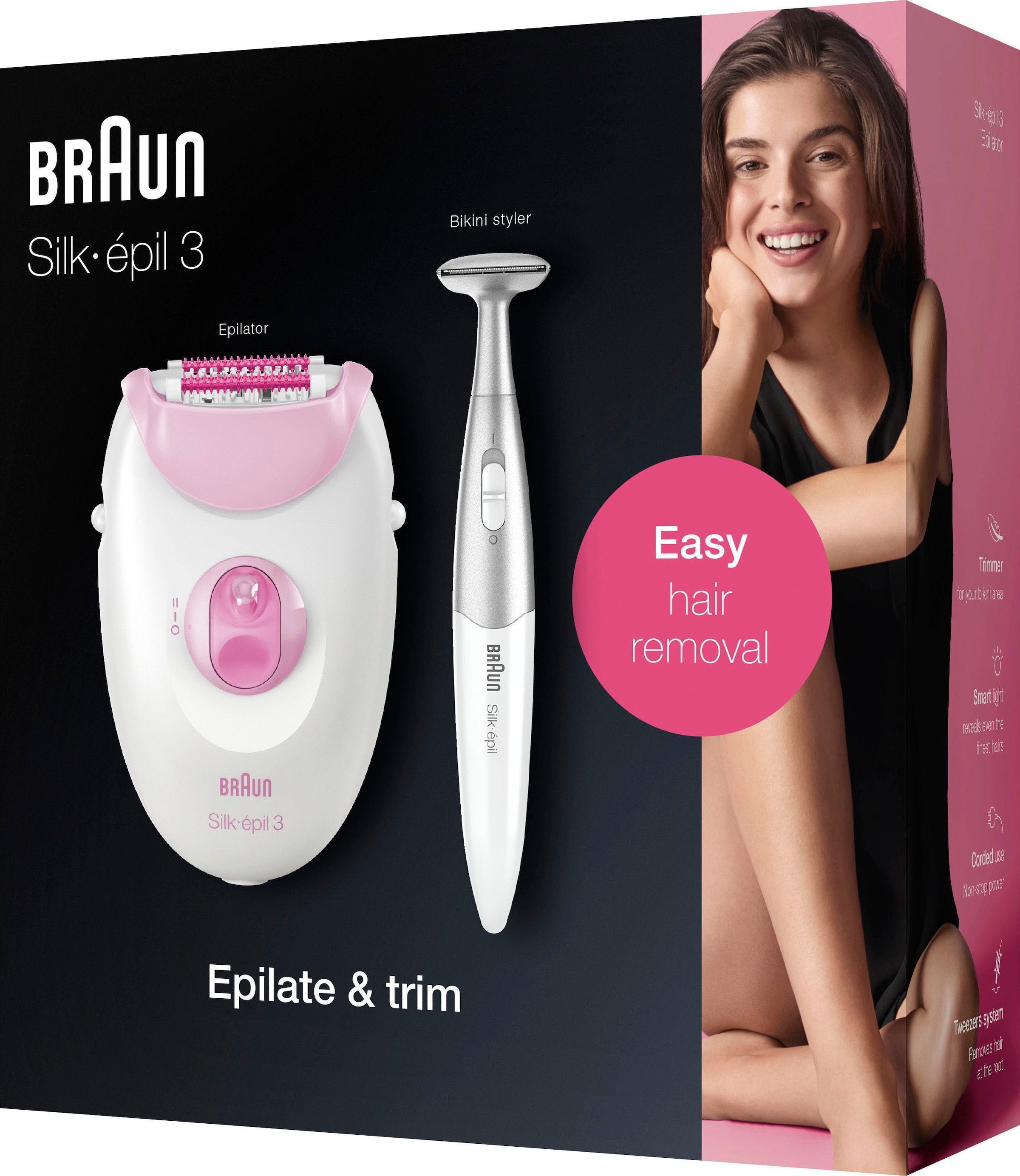 Braun Epilierer »Silk-épil 3 3-321«, Smartlight-Technologie, mit den Massagerollen