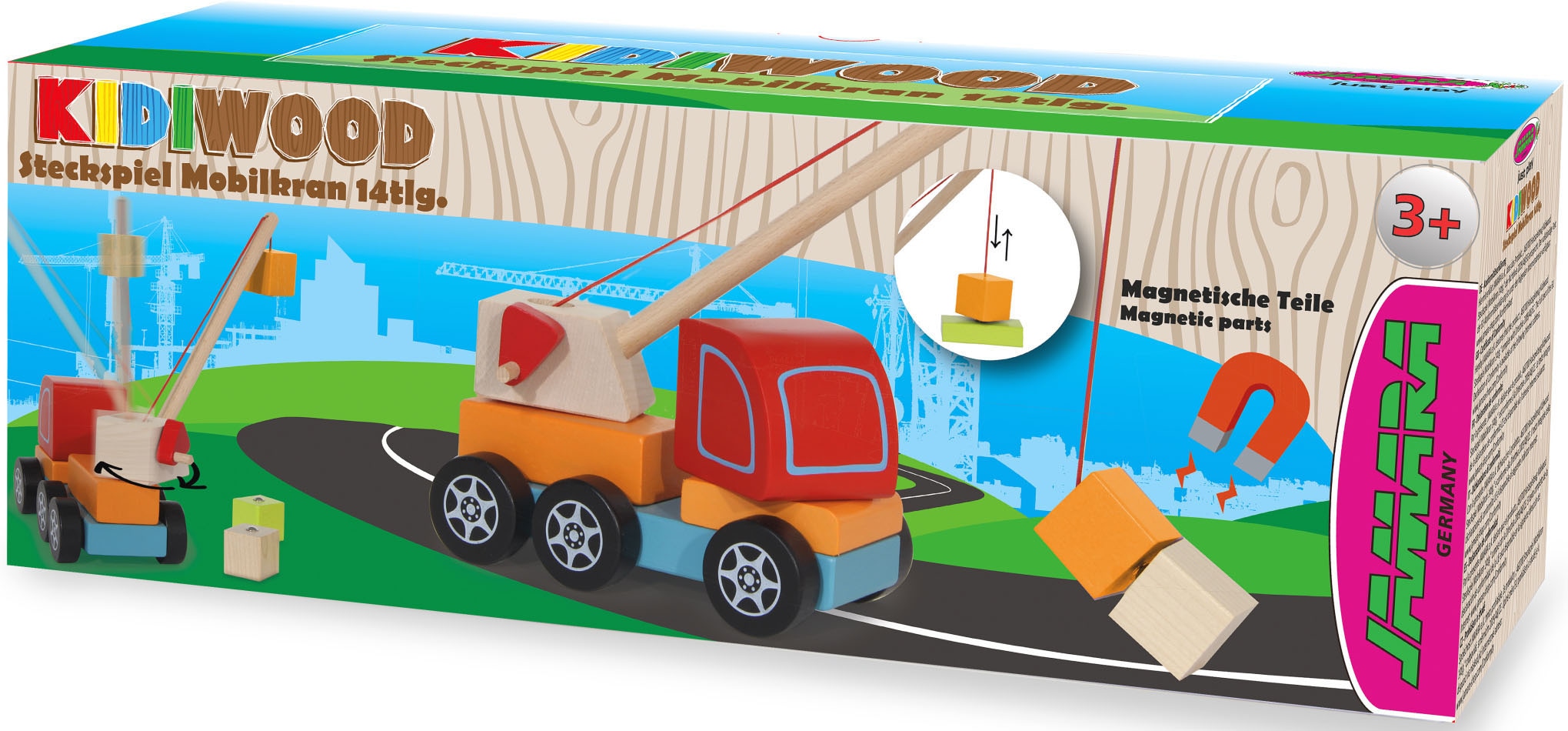 Jamara Steckspielzeug »Kidiwood, Steckspiel Mobilkran 14tlg.«, aus Holz