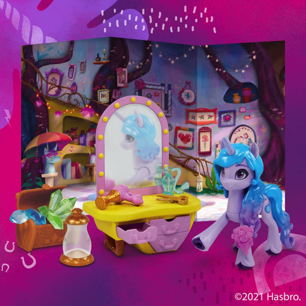 Hasbro Spielfigur »My Little Pony, A New Generation Tierchen Styling Izzy Moonbow«, mit viel Zubehör