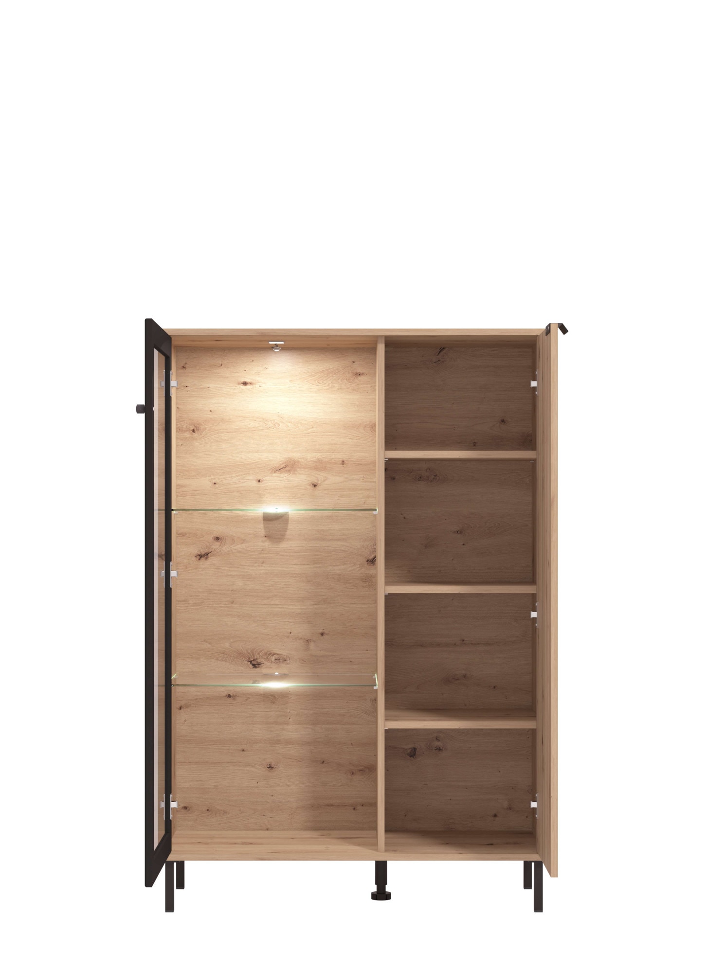Home affaire Wohnzimmer-Set »Mayenne, inkl. Vitrine H195cm, Highboard H137,5cm, TV-Board, Wandregal«, (Komplett-Set, 4 St.), Es besteht die Möglichkeit, Beleuchtung hinzuzufügen. Breite 304,5 cm