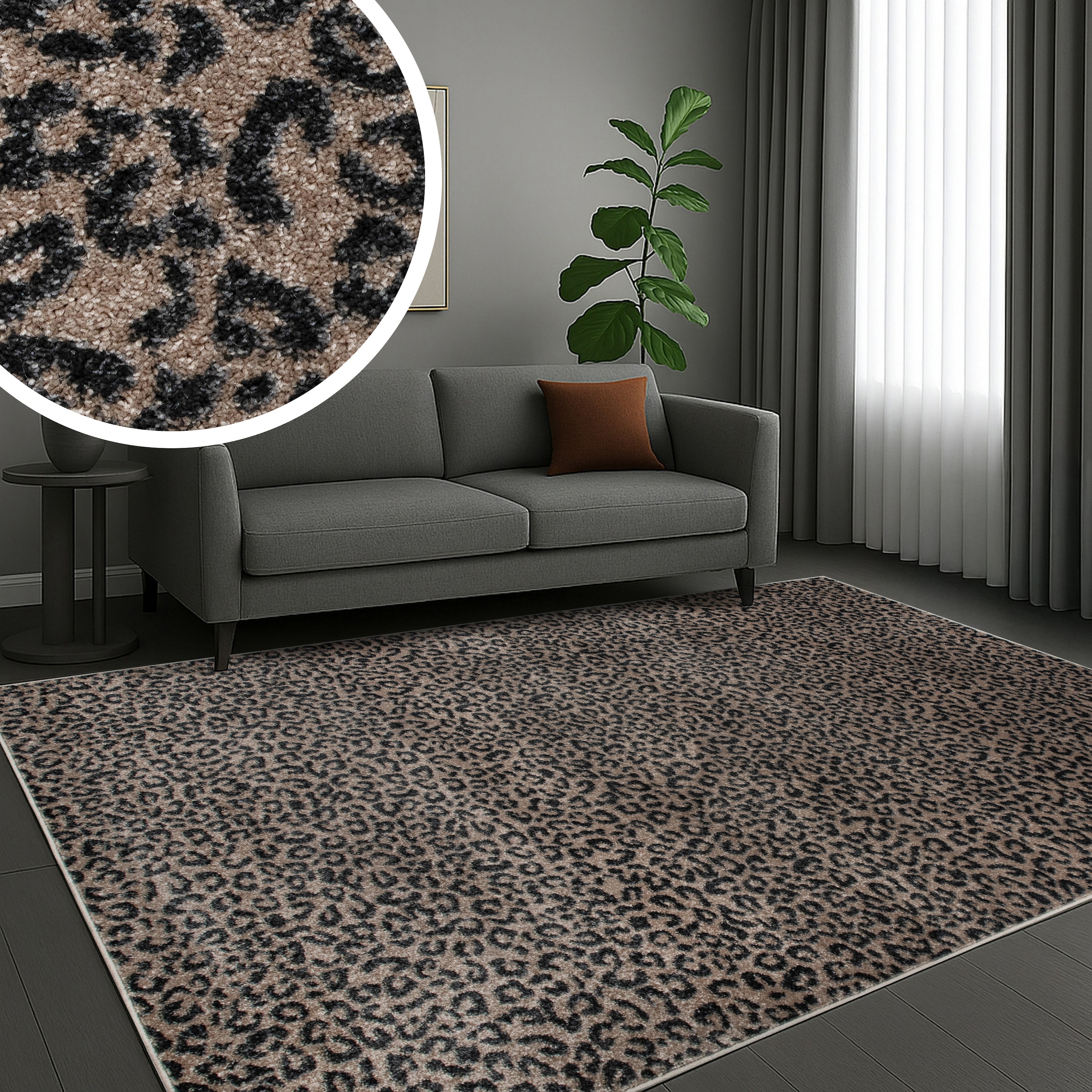 OTTO home Teppich »Fynna, Leoparden-Muster, Animalprint« rechteckig 9 mm Höhe besonders weicher Flor, Wohnzimmer, Schlafzimmer, Esszimmer, Leo