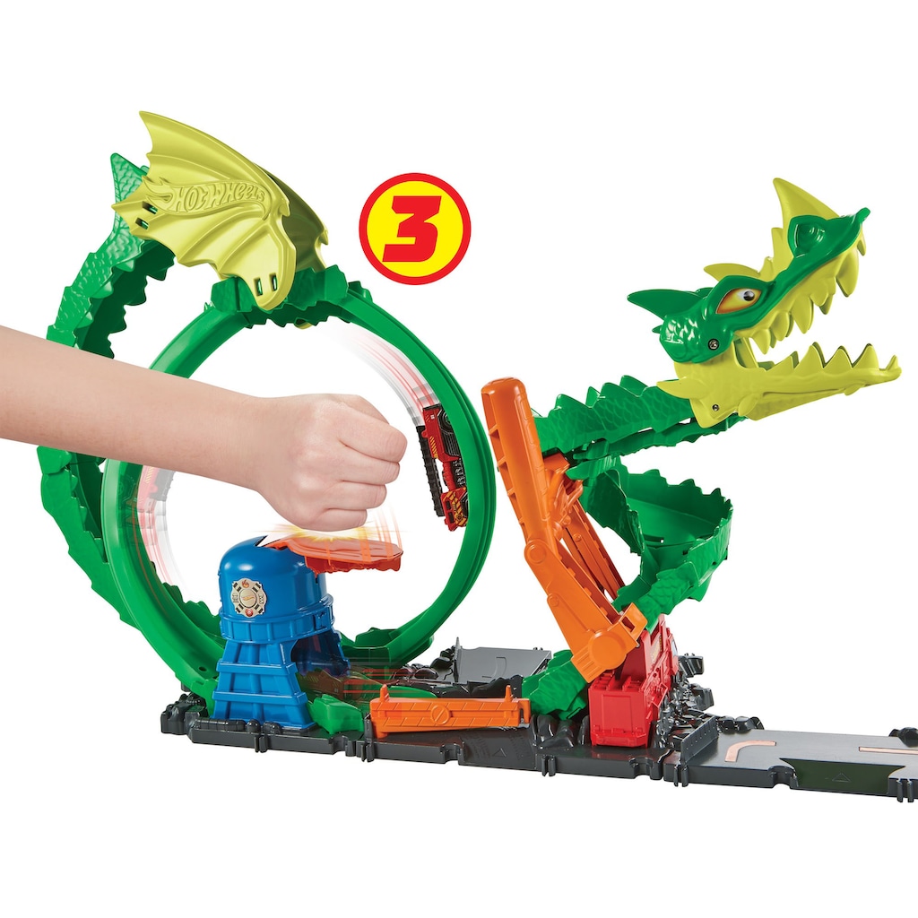 Hot Wheels Autorennbahn »City Drachen-Angriff Looping Set«