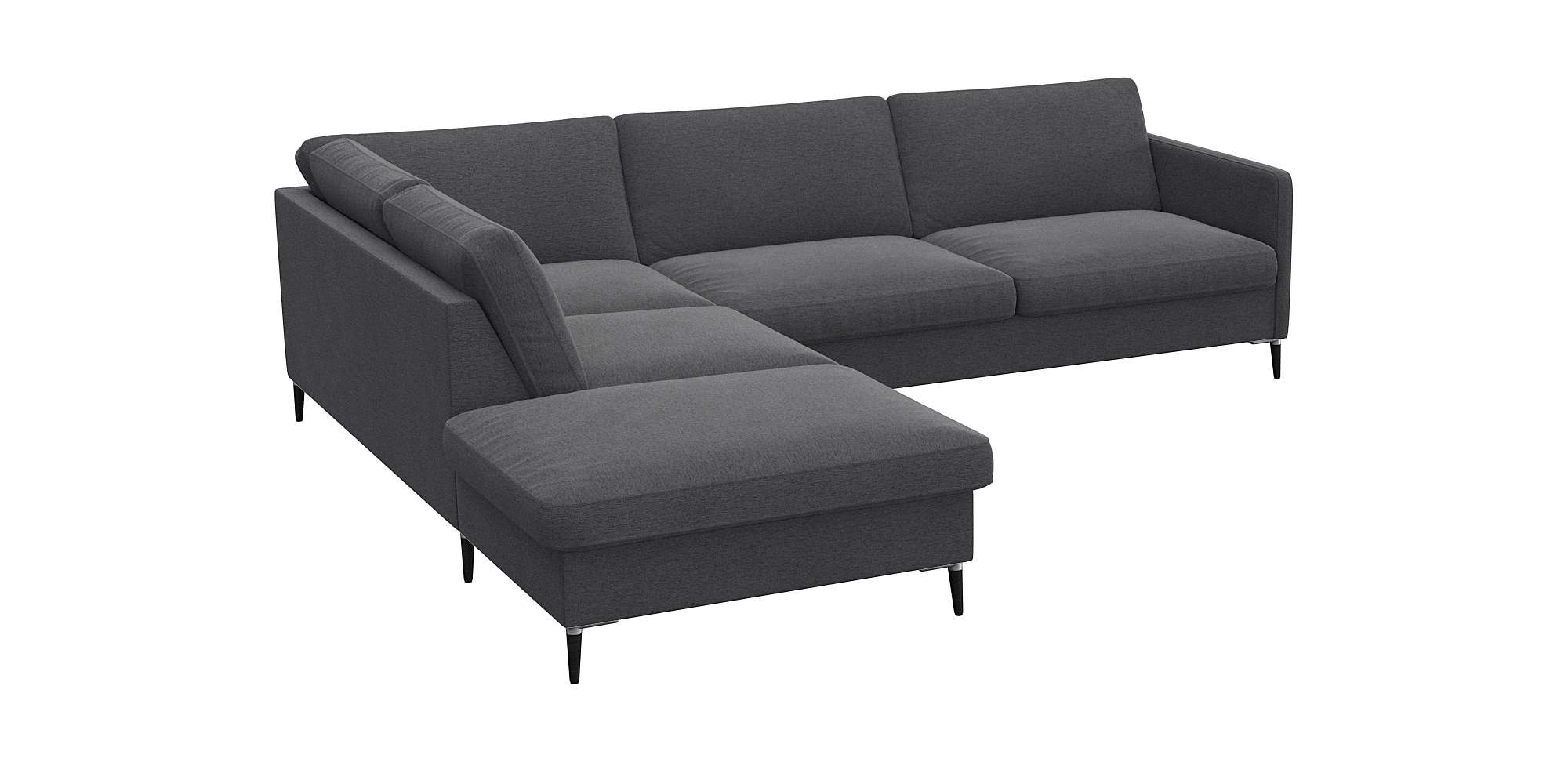 FLEXLUX Ecksofa »Fiore, L-Form« schmale Armlehnen, Kaltschaum, Füße Alu+schwarz