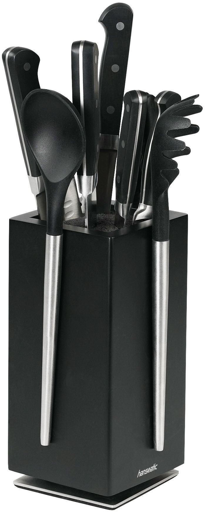 Hanseatic Magnet-Messerblock »hanseatic PREMIUM, aus Gummibaumholz, Messerblock Set, 6-tlg.« 6 Stk. elegantes Design, herausnehmbarer Borsteneinsatz, 360-Grad-drehbar