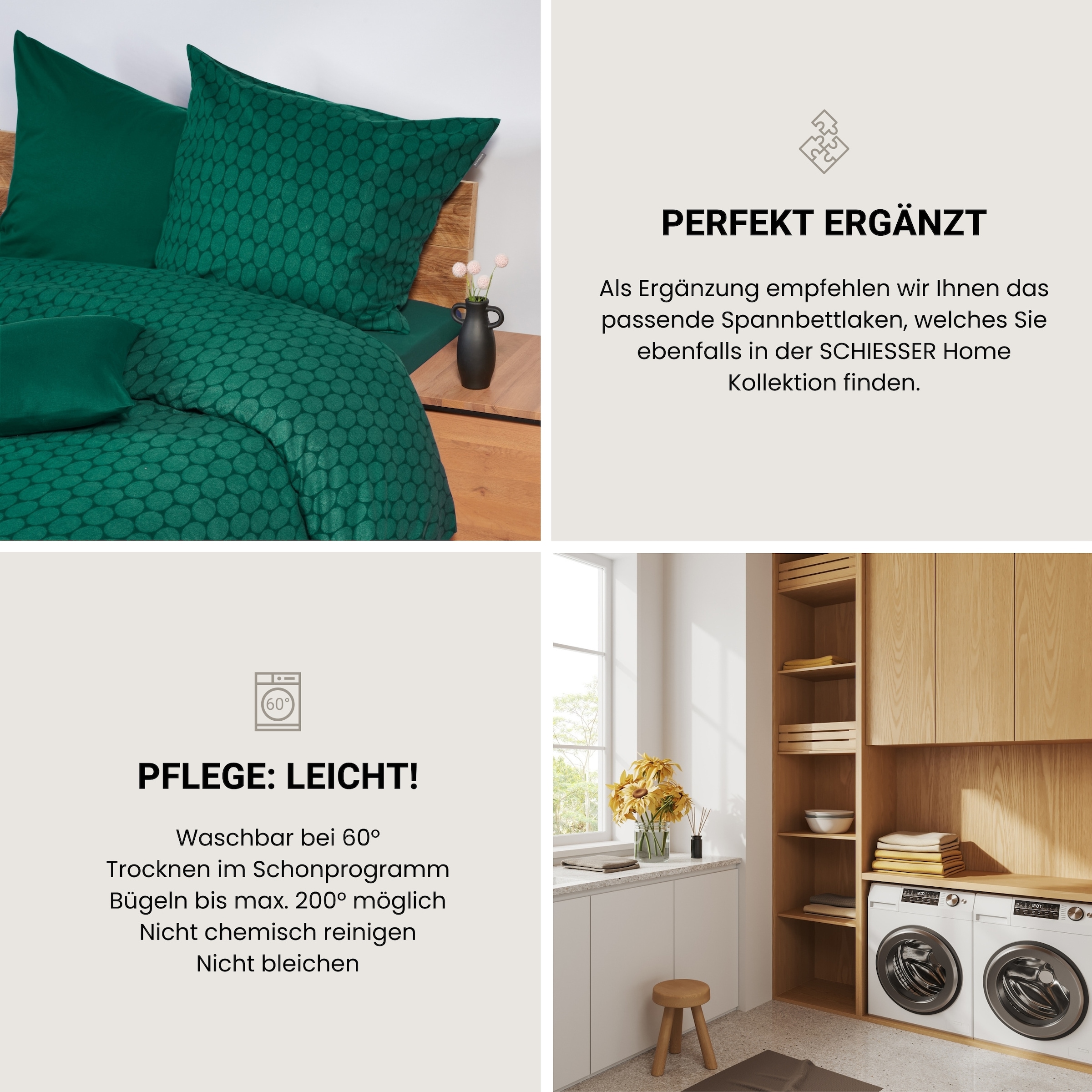 Schiesser Bettwäsche »Drops aus weichem Baumwollflanell in Ton-in-Ton Optik« 2 Stk. tlg. Made in Green
