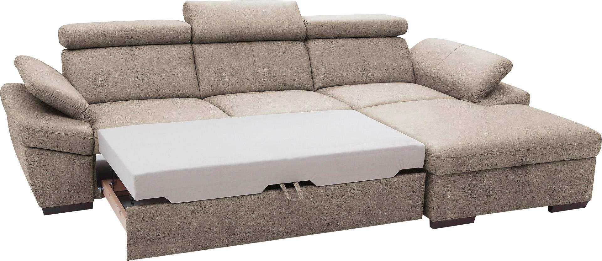 exxpo - sofa fashion Ecksofa »Salerno, klassisch modernes Funktionssofa, hoher Sitzkomfort, L-Form«, inkl. Kopf- und Armteilverstellung, wahlweise mit Bettfunktion