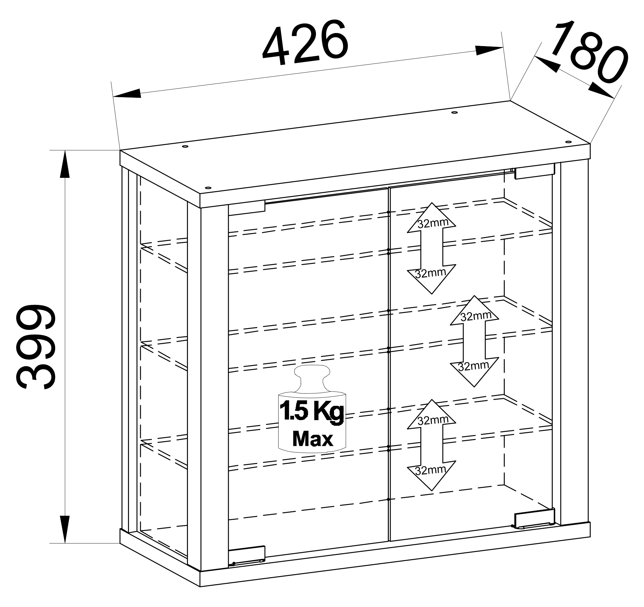 VCM Wandregal »Wandvitrine Hängevitrine Glasvitrine Vitrosa S«