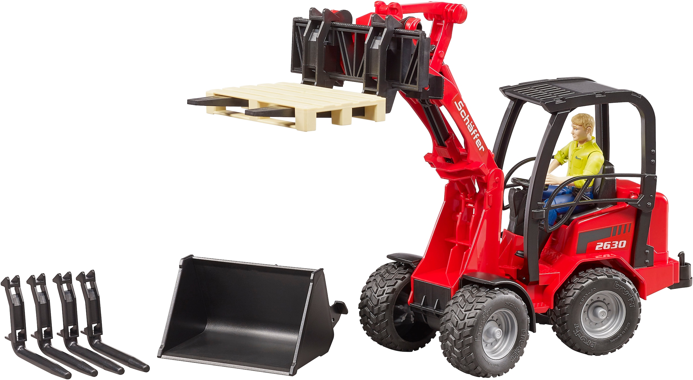 Bruder® Spielzeug-Bagger »Schäffer Hoflader 2630 mit Figur und Zubehör (02191)« Made in Europe