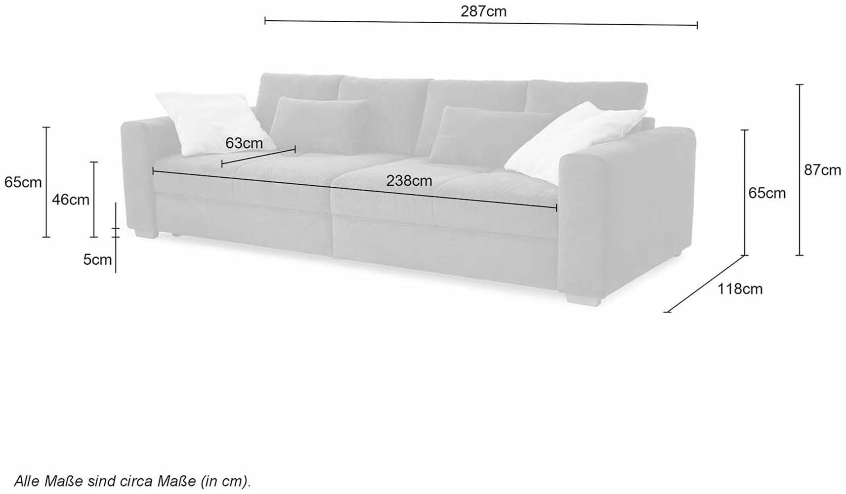 Jockenhöfer Gruppe Big-Sofa »Maxi«, Federkernpolsterung, inklusive 8 Kissen
