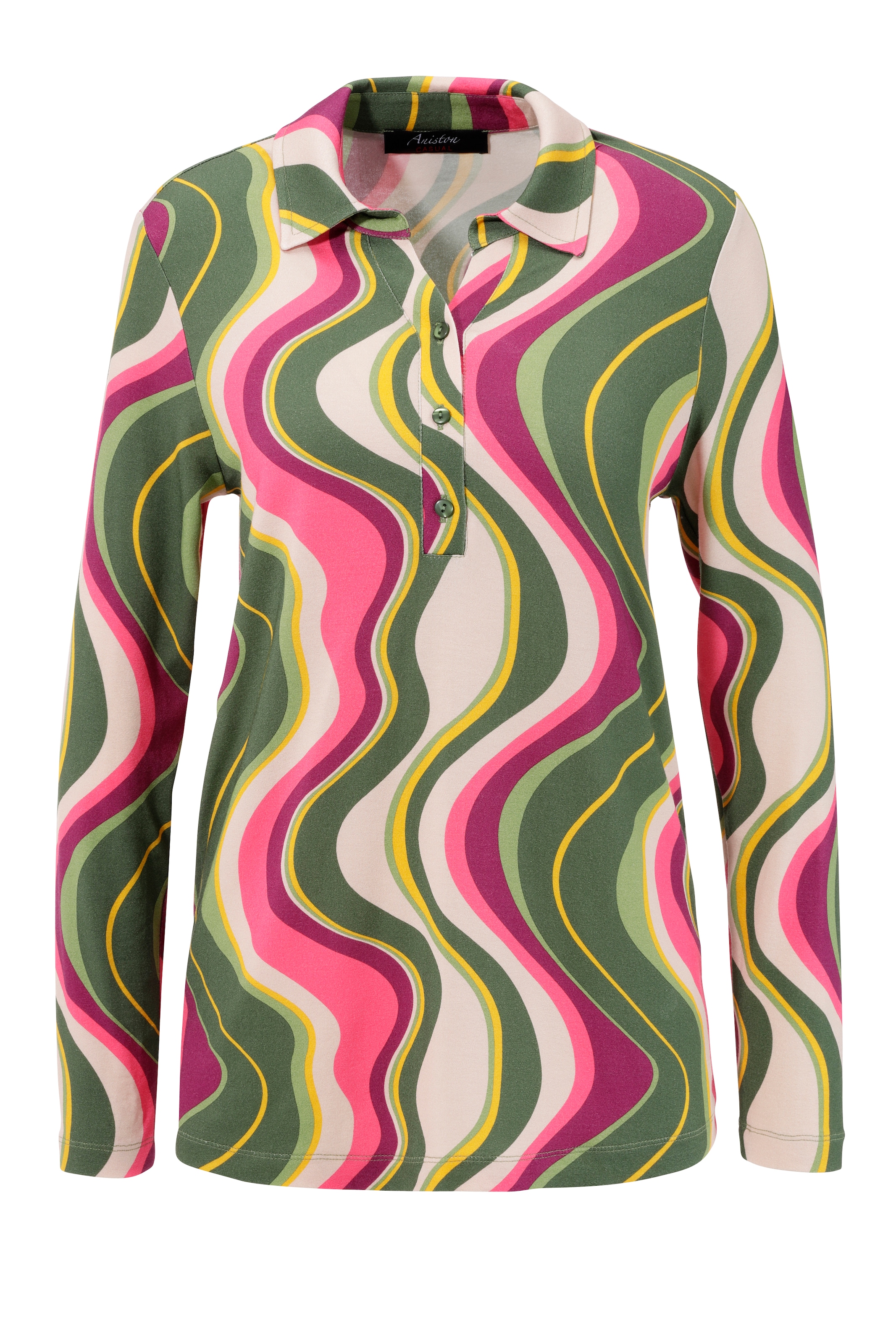 größter Versandhandel für Mode Aniston CASUAL Teil Shirtbluse, online OTTO ein Wellenmuster bei jedes Unikat - farbenfrohes