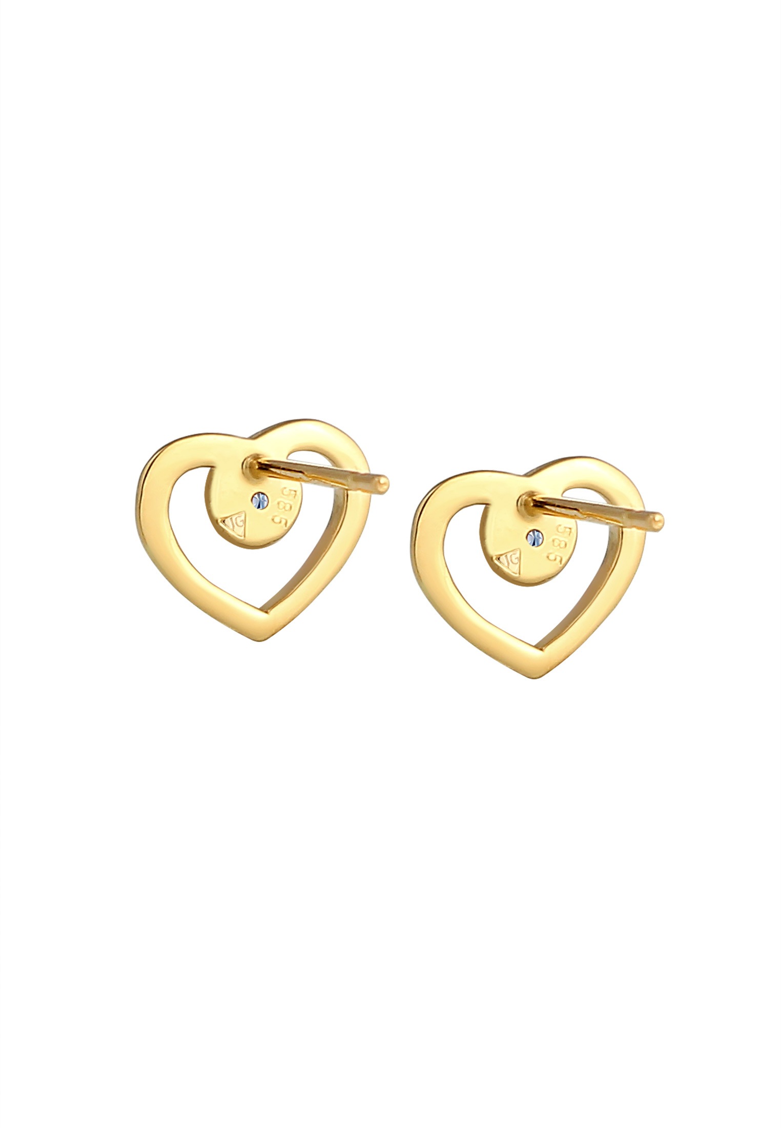 Elli DIAMONDS Paar Ohrstecker »Ohrringe Herz Liebe Diamant (0.03 ct.) 585 Gelbgold«