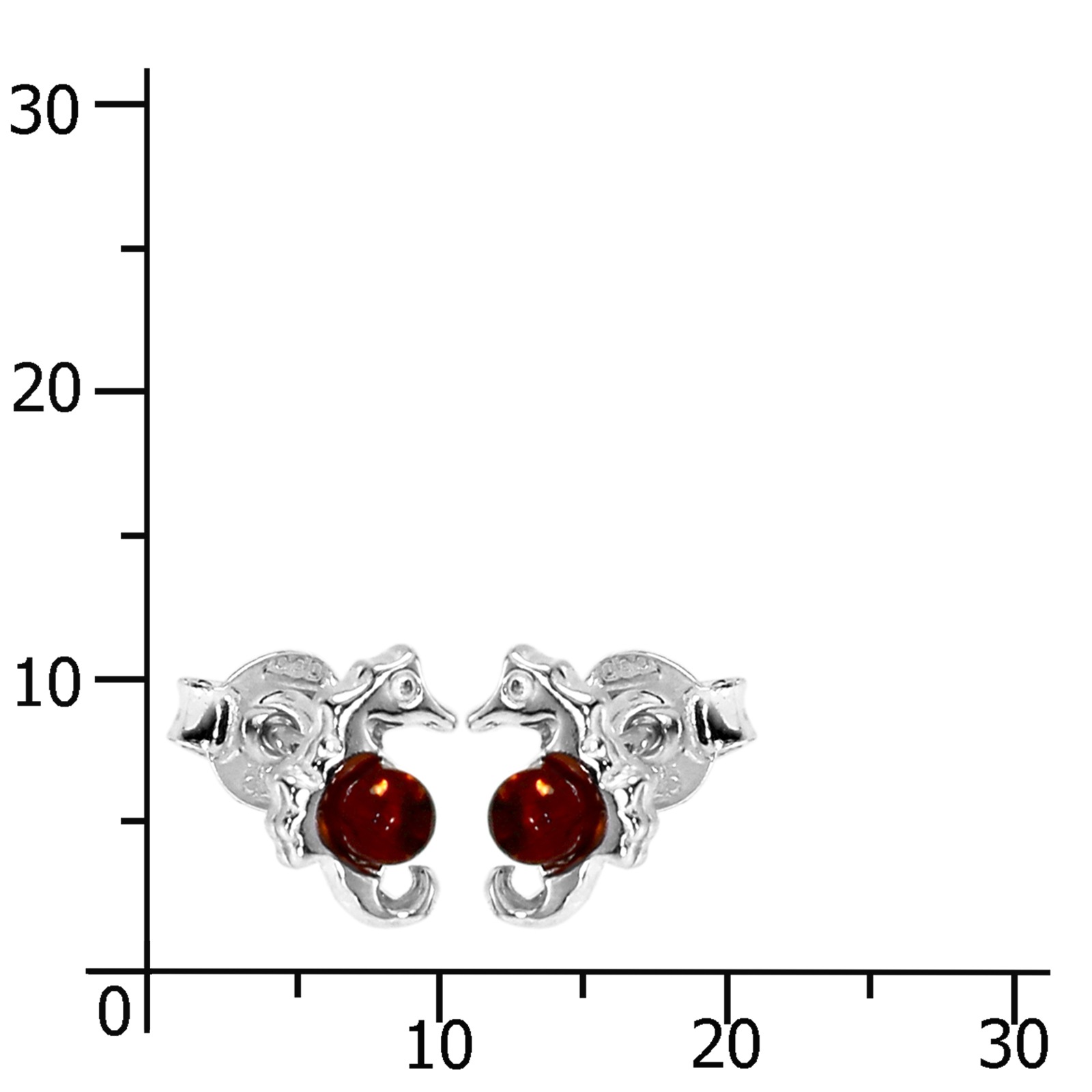 OSTSEE-SCHMUCK Paar Ohrstecker »- Seepferdchen - Silber 925/000 - Bernstein«
