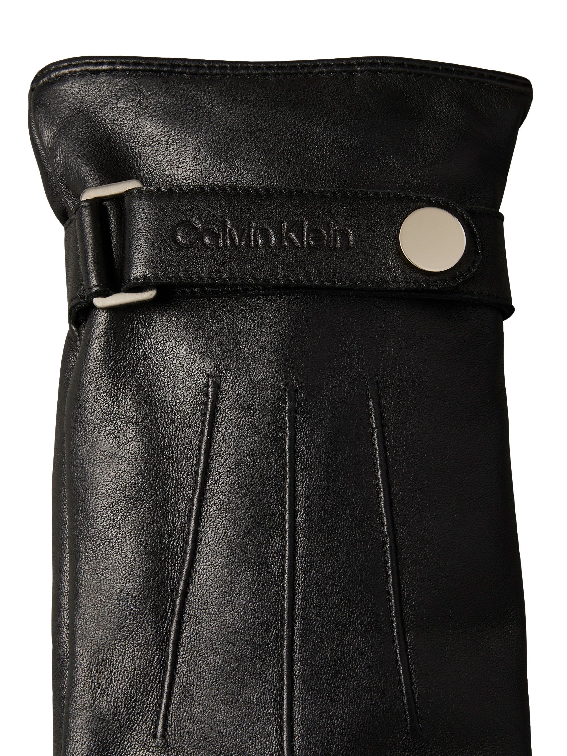 Calvin Klein Lederhandschuhe »LOGO STRAP SMOOTH LEATHER GLOVES« Perfekt für den Alltag
