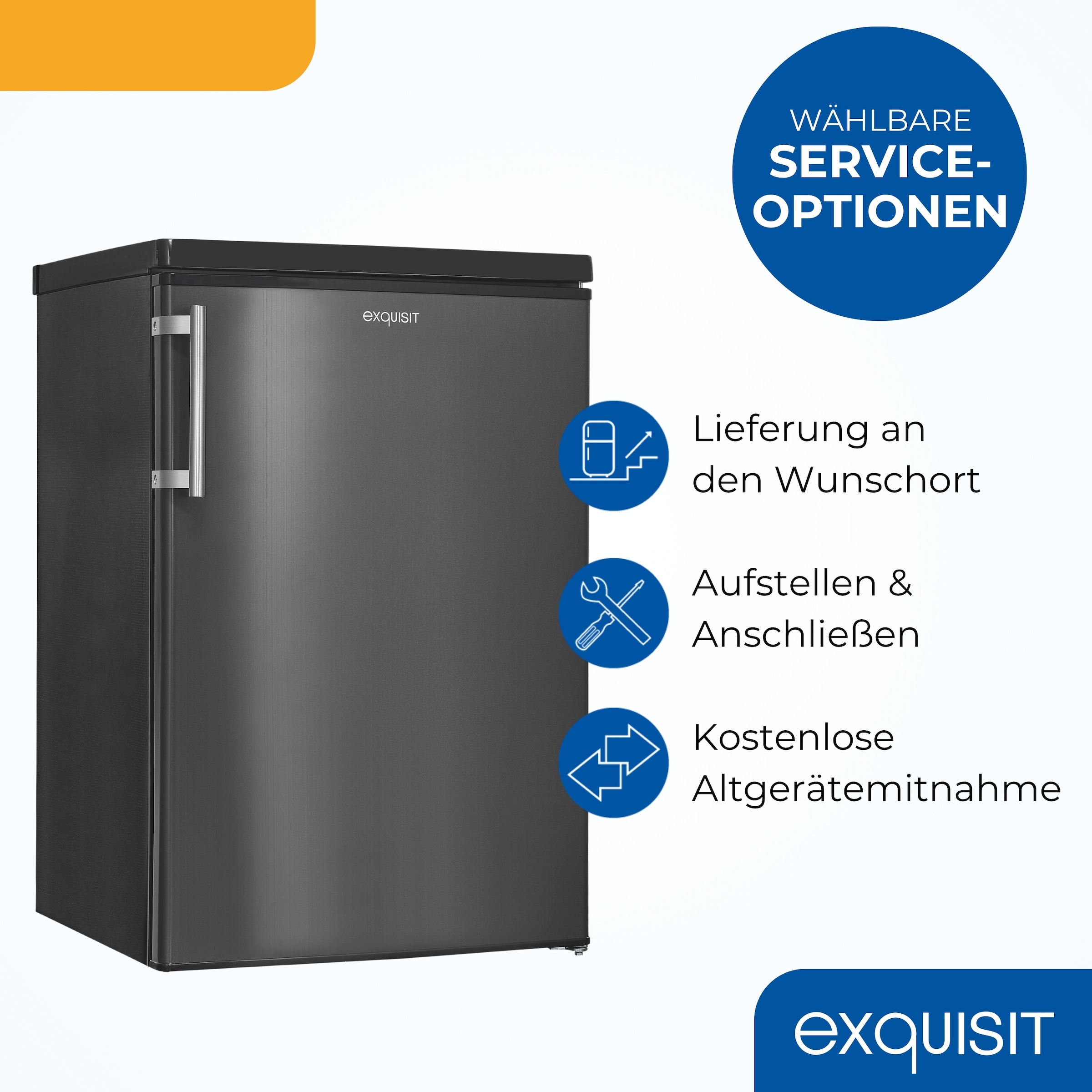 exquisit Kühlschrank »KS16-4-HE-040E inoxlook-az« 85 cm hoch 56 cm breit Kompakt & flexibel – ideal für Küche, Büro & Ferienwohnung