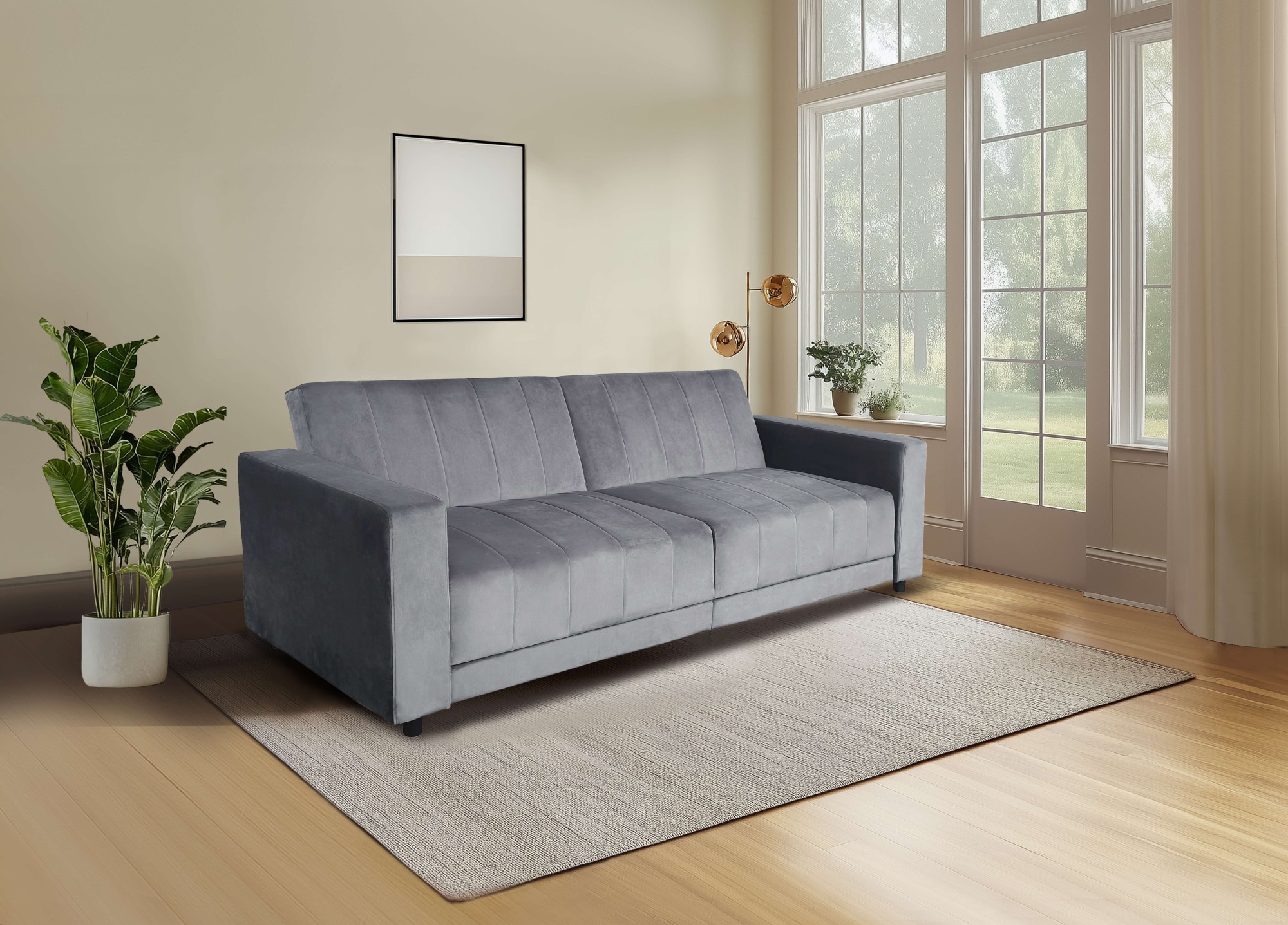Dorel Home 3-Sitzer »Allie II Schlafsofa 225 cm« Bett-Funktion (108/190cm), Rückenlehne 2-teilig, mit Steppung
