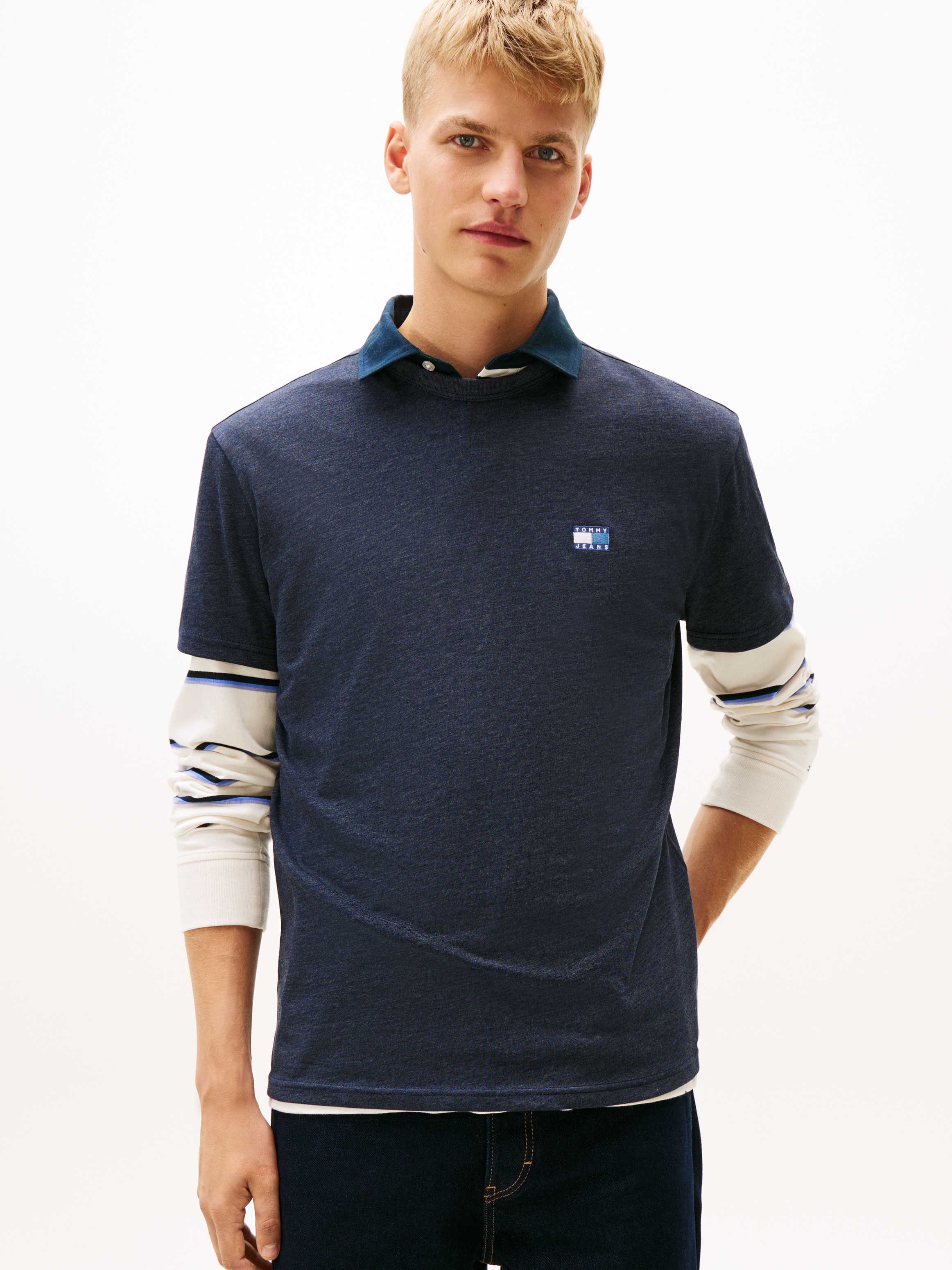 Tommy Jeans T-Shirt »TJM REG BADGE« Rundhals, Jersey, meliert, regular fit