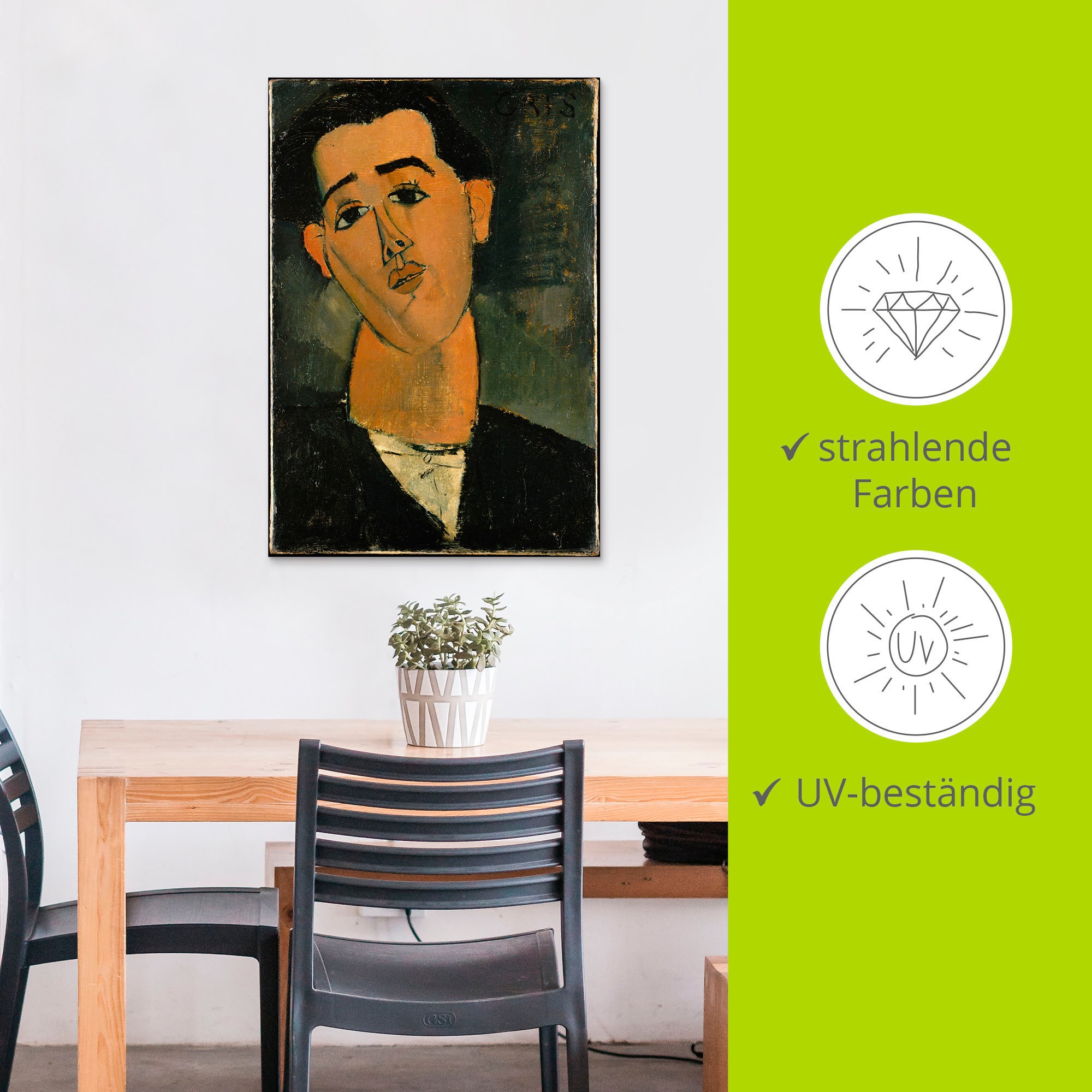 Artland Wandbild »Porträt von Juan Gris«, Historische Persönlichkeiten, (1 St.), als Alubild, Leinwandbild, Wandaufkleber oder Poster in versch. Größen