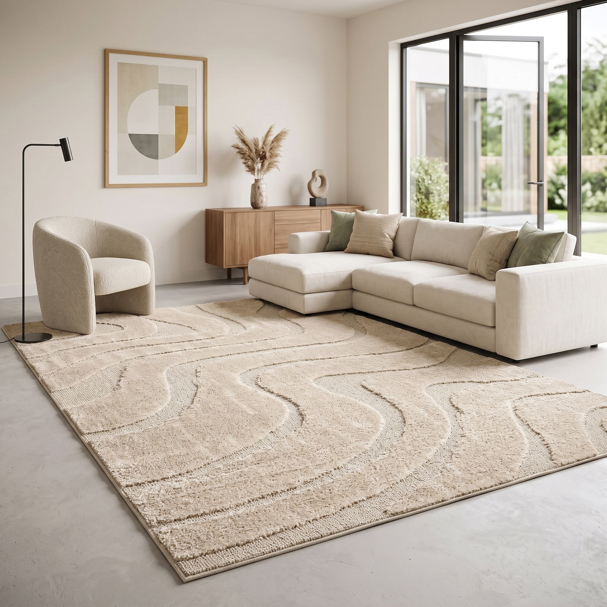 OTTO home Teppich »Flowa, Wellenmuster, Hoch-Tief« rechteckig 20 mm Höhe Modernes Design, 3D Optik, Designteppich, Wohnzimmer