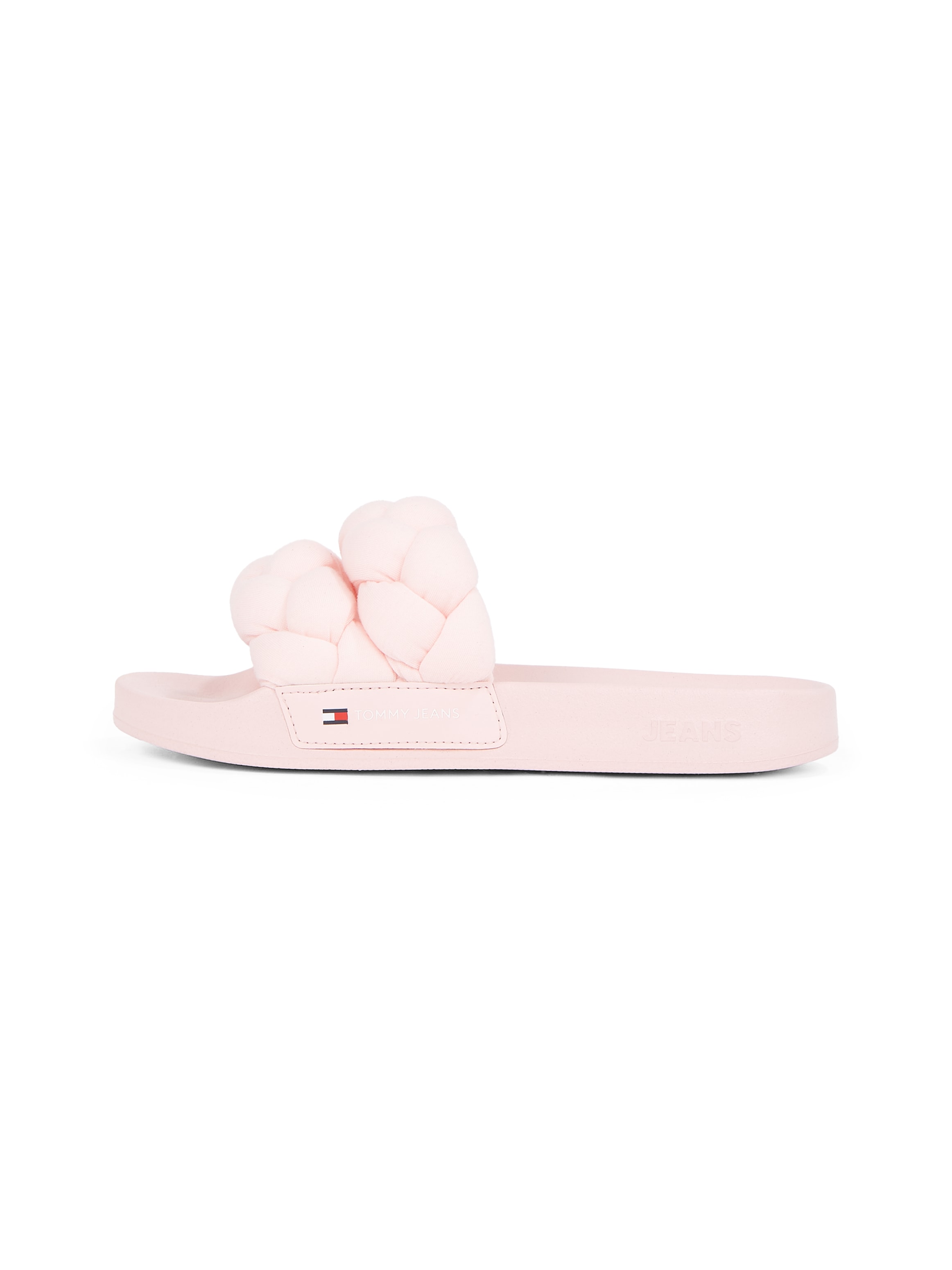 Tommy Jeans Pantolette »TJW BRAIDED SLIDE«, Sommerschuh, Flats, Schlupfschuh, geflochtene, wattierte Bandage