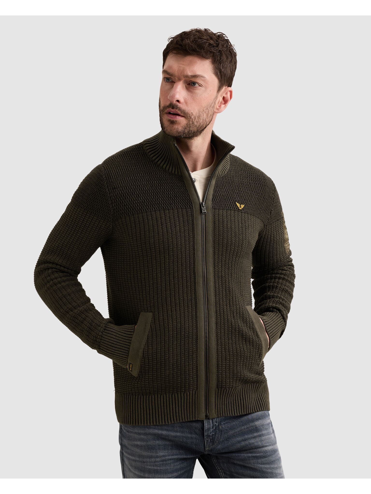 PME LEGEND Cardigan mit markanter Struktur, Baumwolle, Regular Fit