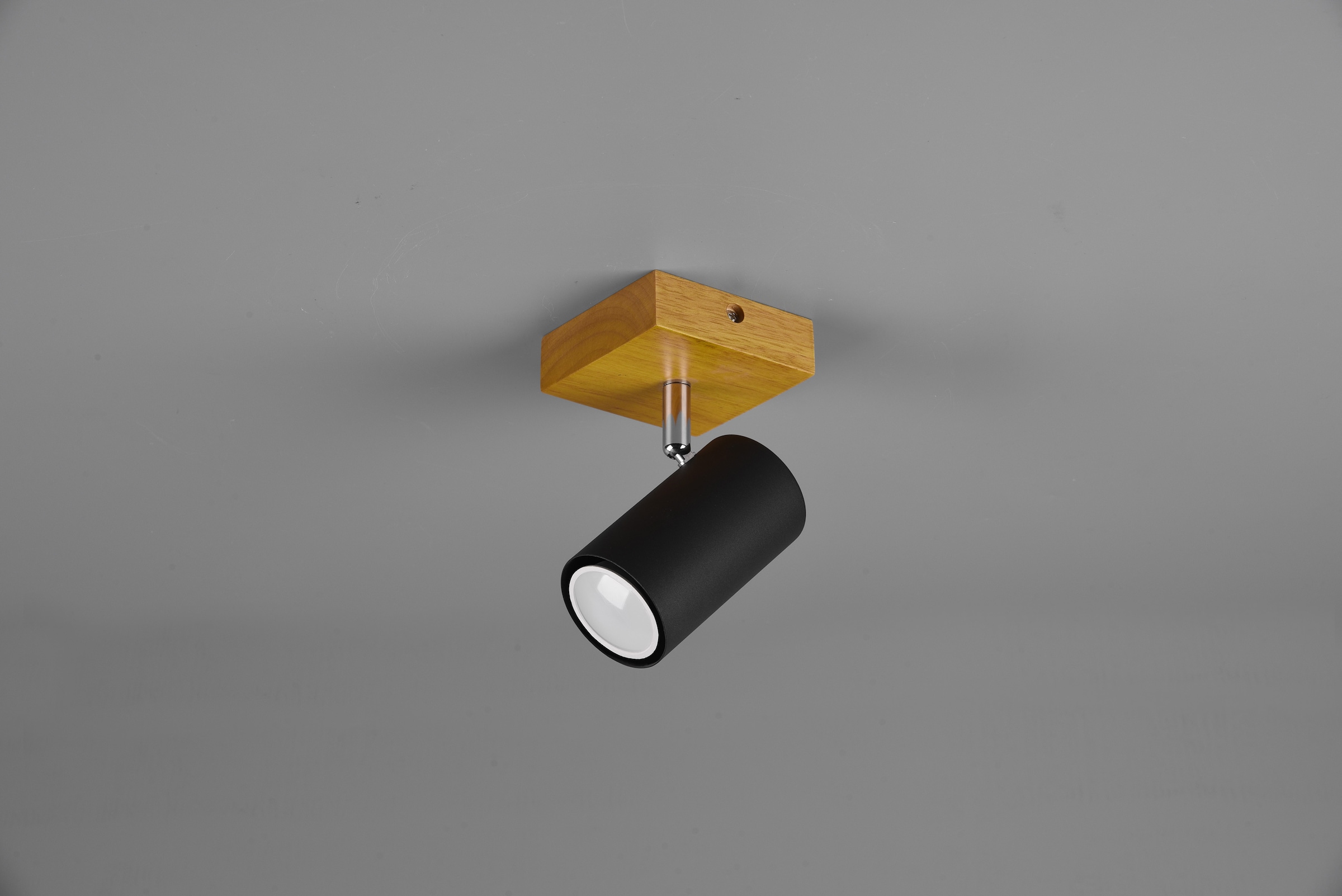 TRIO Leuchten Deckenspot »Marley«, 1 flammig, Leuchtmittel GU10 | ohne Leuchtmittel, Wand-und Deckenmontage per Stecker o. Fest-Anschluss, Holz Baldachin