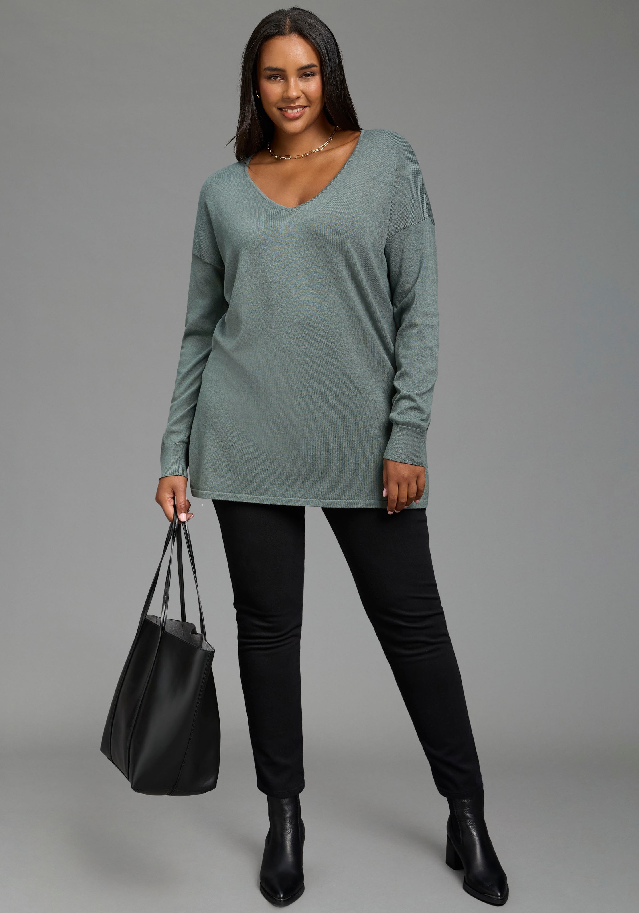 Laura Scott CURVE Jeansjeggings »Große Größen, im 4 Way Stretch, Quer- und Längselastisch« mit Eingrifftaschen, Gesäßtaschen und Coinpocket, lange Schnittform