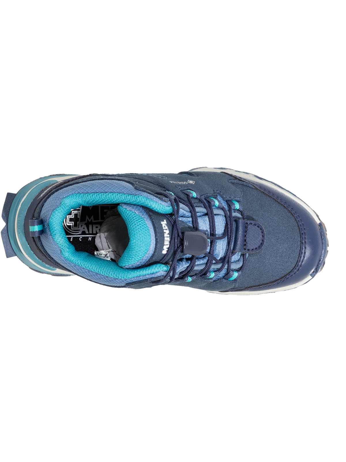 Meindl Wanderschuh »Meindl Kivo Junior Mid GTX jeans/türkis«  Herausnehmbares Best-Fit-Fußbett für optimalen Sitz bei Kinderfüßen