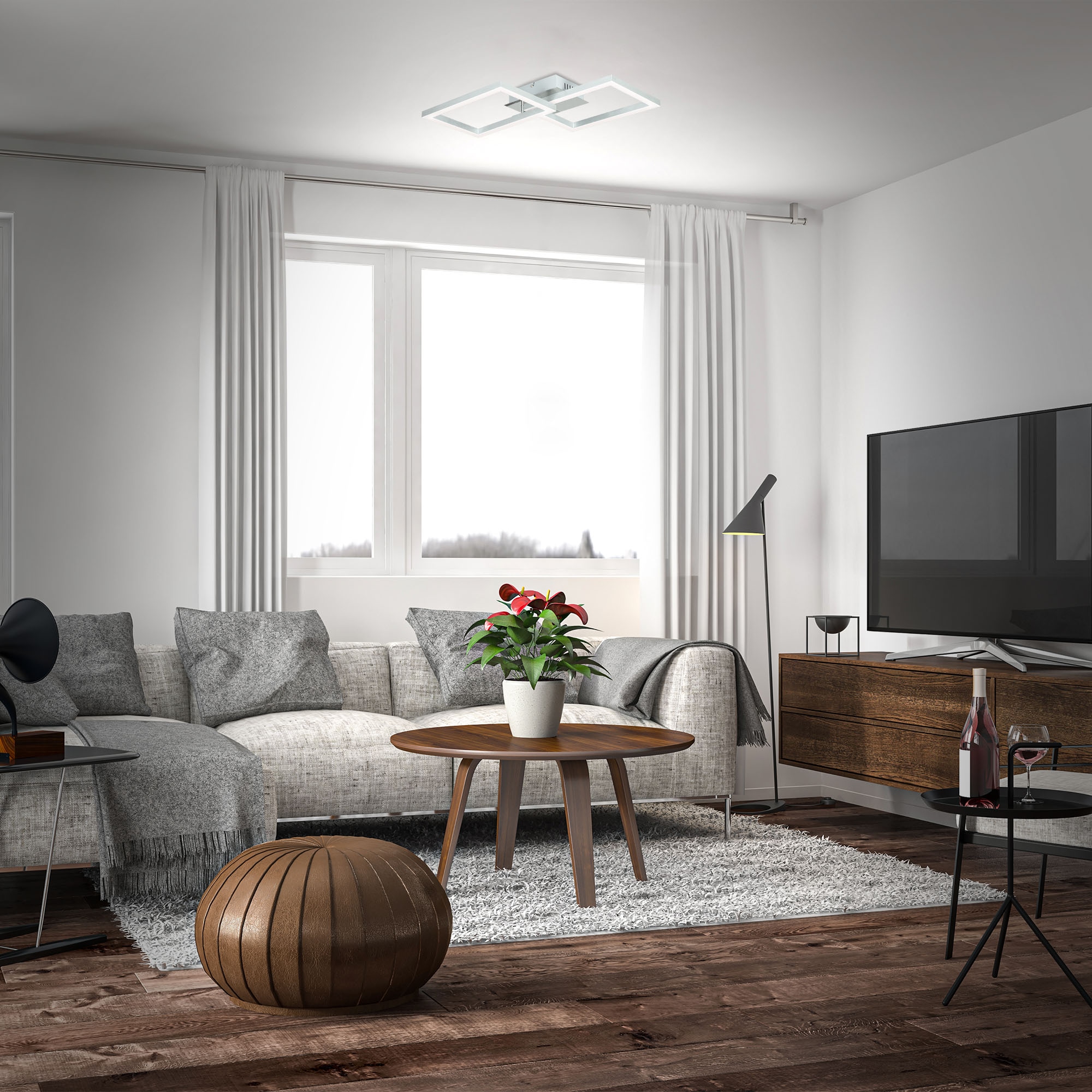 B.K.Licht LED Deckenleuchte »Smarte LED-Deckenleuchte, mit Farbwechsel, Lichteffekte«, 1 flammig, Leuchtmittel LED-Modul | LED fest integriert, WIFI Frame, RGB, CCT, Tuya-App, Nachtlichtfunktion