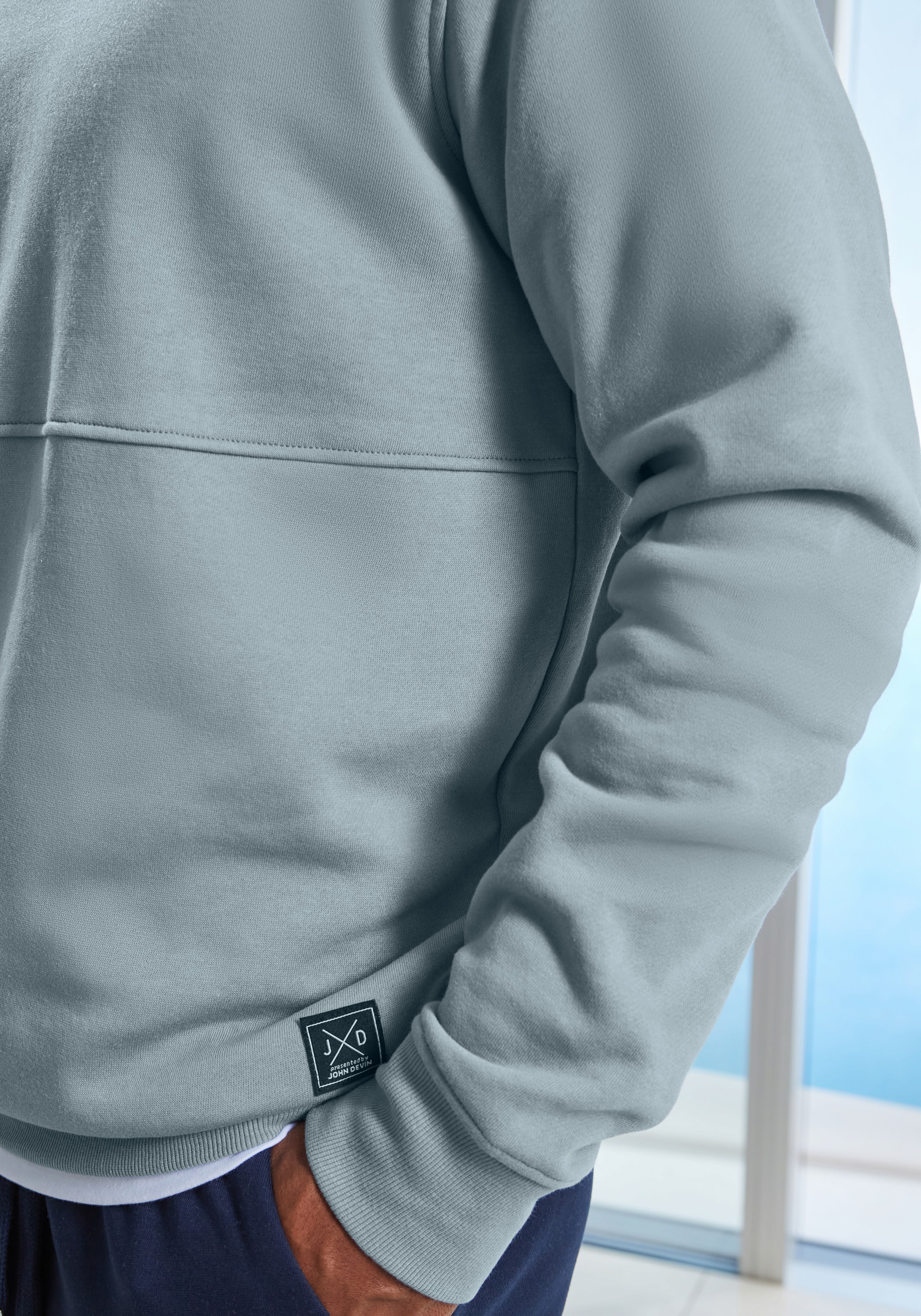 John Devin Sweatshirt »- Pullover mit modischen Teilungsnähten«, Langarm, Sweatshirt mit Rundhals, Baumwollmischung
