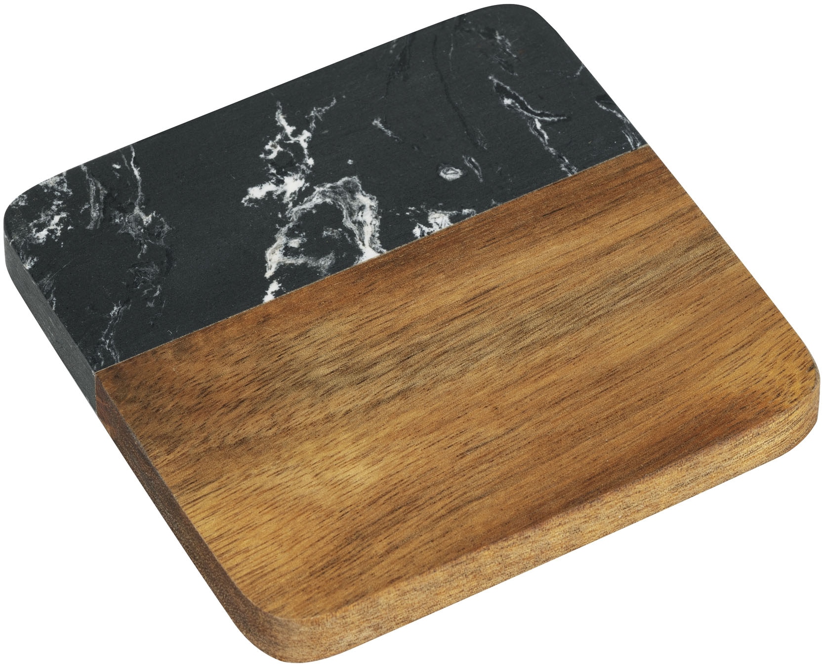 SCHÖNER WOHNEN-Kollektion Glasuntersetzer »Atami« edle Getränkeuntersetzer aus Marmor & Akazienholz mit Halterung