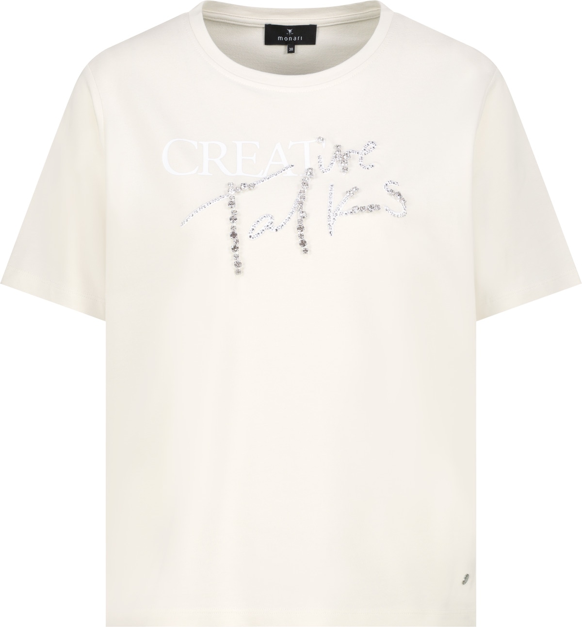 Monari Rundhalsshirt »Shirt Schmuckschrift« mit Glitzersteinchen