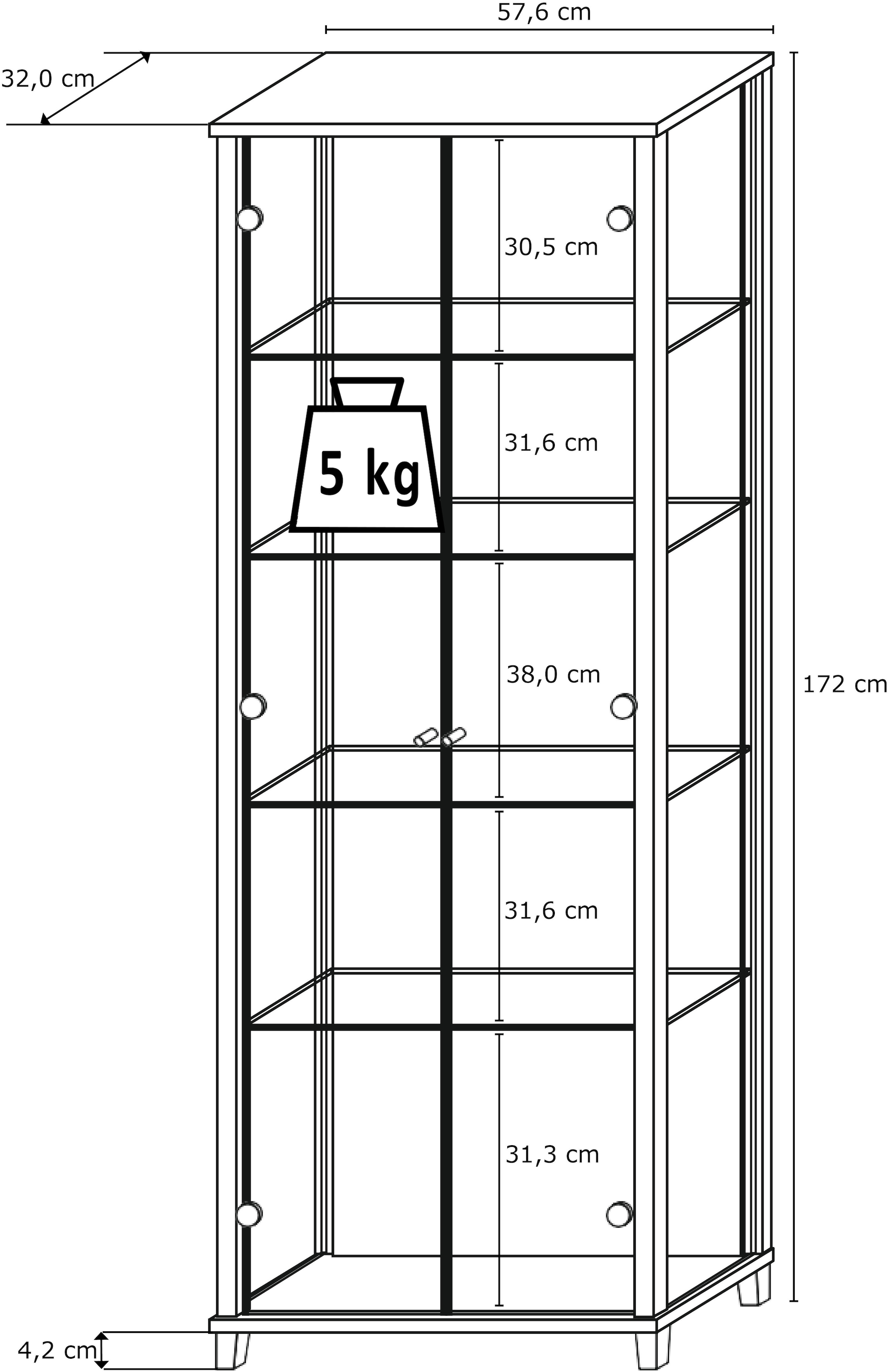 fif möbel Vitrine »OPTIMA«, Standvitrine, Vitrinenschrank, Glasvitrine, Sammlervitrine
