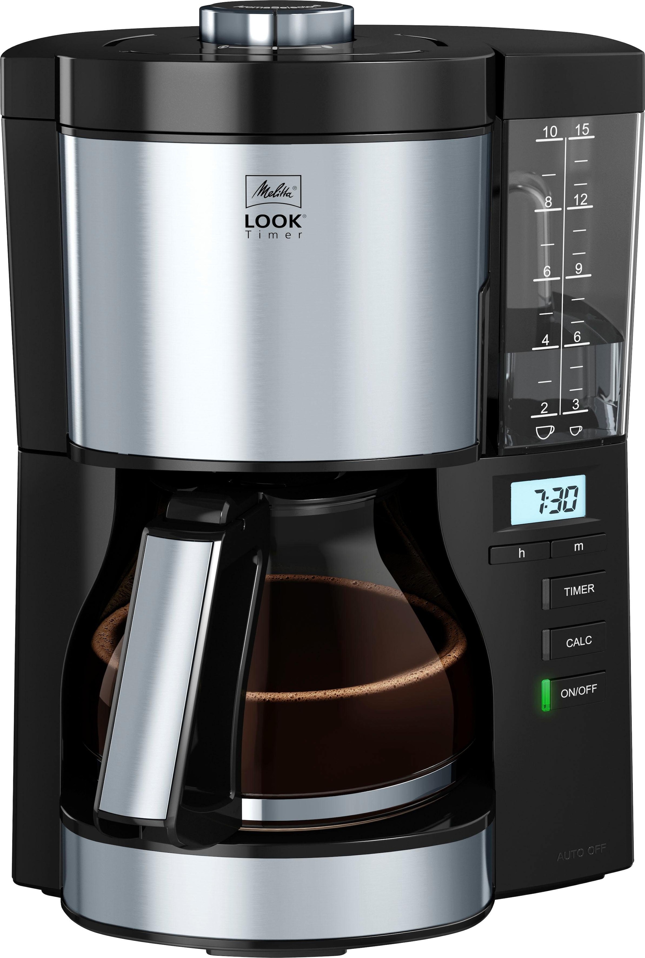 Melitta Filterkaffeemaschine »Look Timer 1025-08 1x4 1,25 l kaufen jetzt OTTO schwarz«, Kaffeekanne, Papierfilter, bei