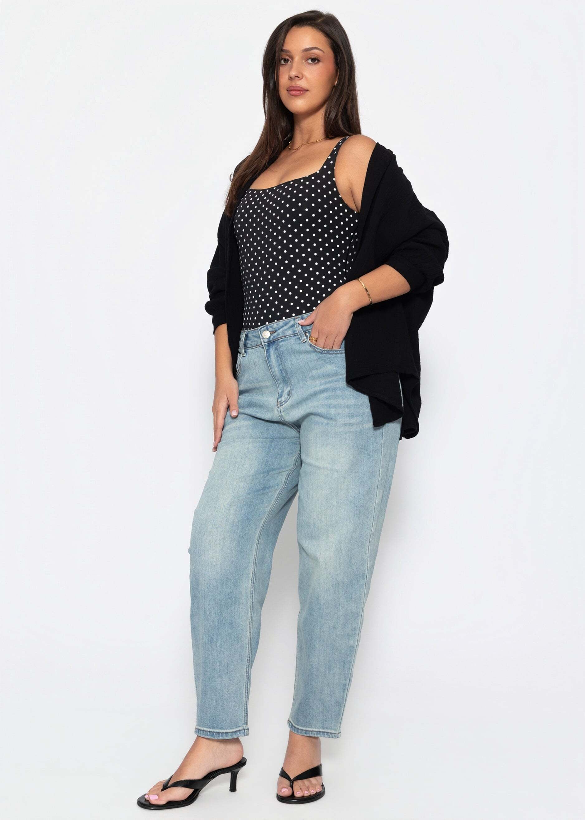 SASSYCLASSY Shaping-Body »Bodysuit Soft Shapewear mit String und Punkte-Print« Elastischer Body in leichtem Formeffekt mit tiefem Rücken und String