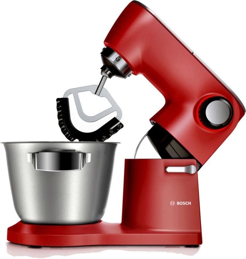 BOSCH Küchenmaschine »Serie 8 MUM9A66R00, Gratis Set VeggieLove Plus MUZ9VLP1«, Knethaken/Rühr-/Silikonbesen spülmaschinenfest, rot/silber