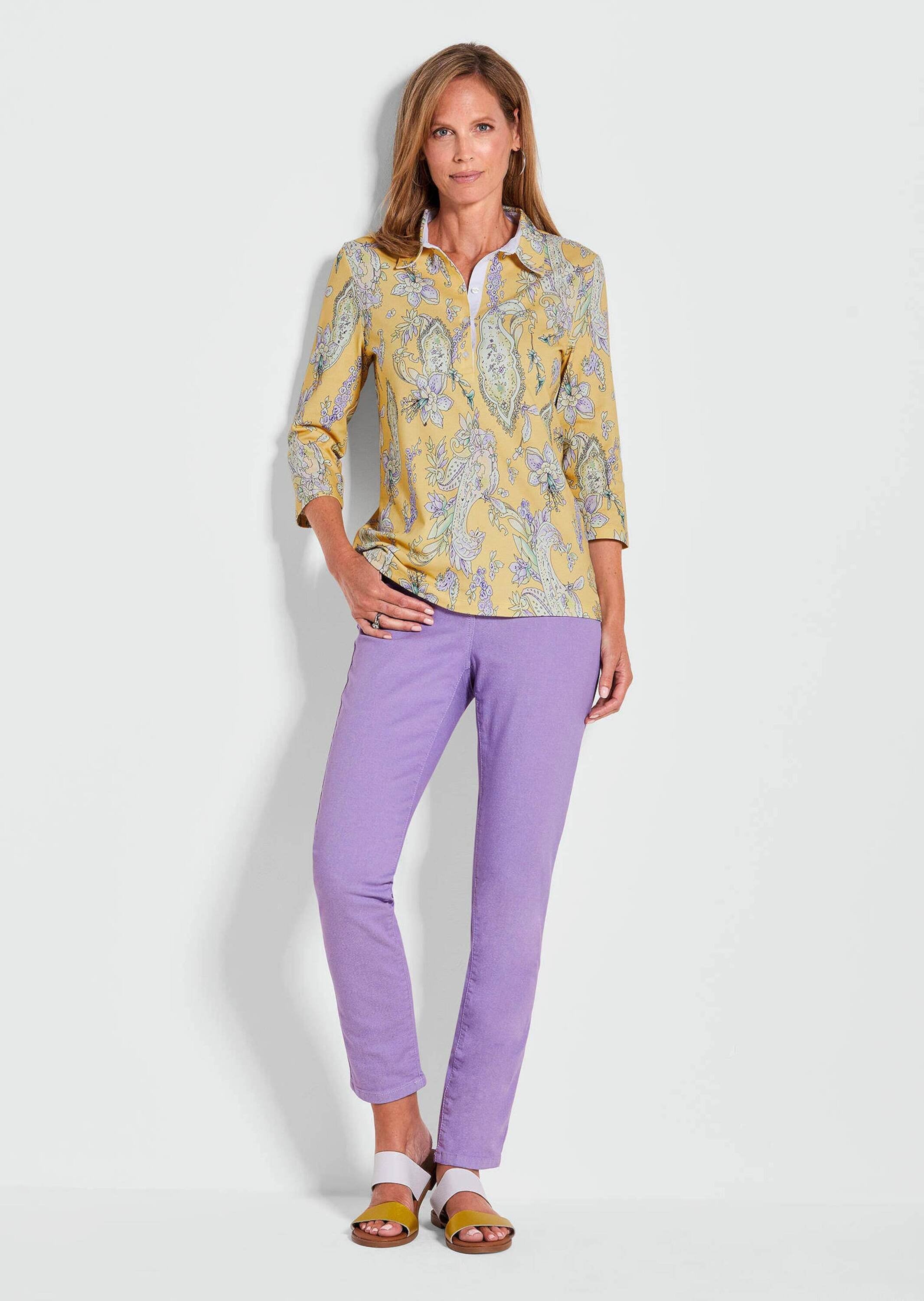 GOLDNER Kurzarmshirt »Kurzgröße Poloshirt« Knopfleiste