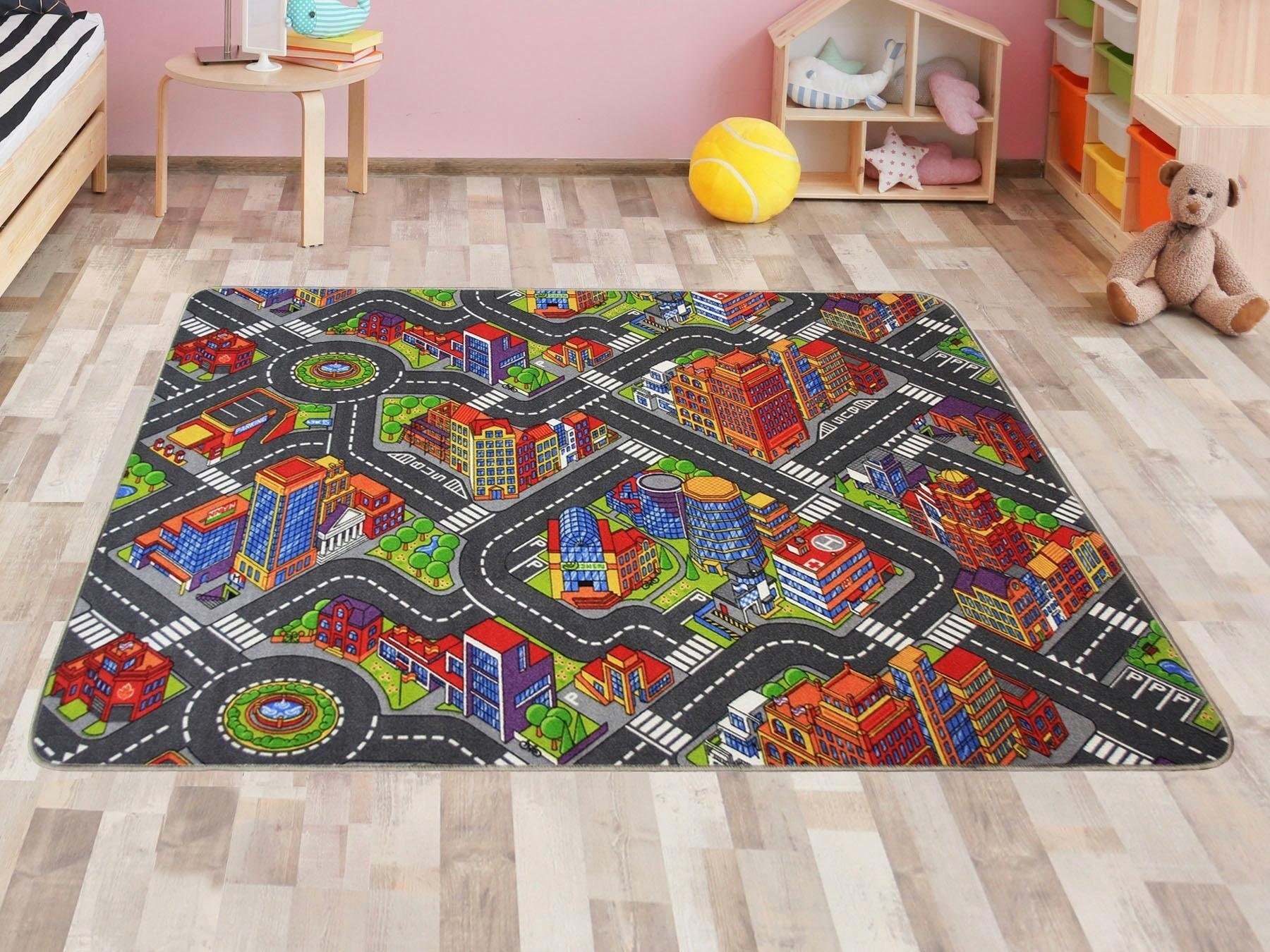 Primaflor-Ideen in Textil Kinderteppich »BIG CITY«, rechteckig, Straßen-Spiel-Teppich, Straßenbreite ca. 9 cm, Kinderzimmer